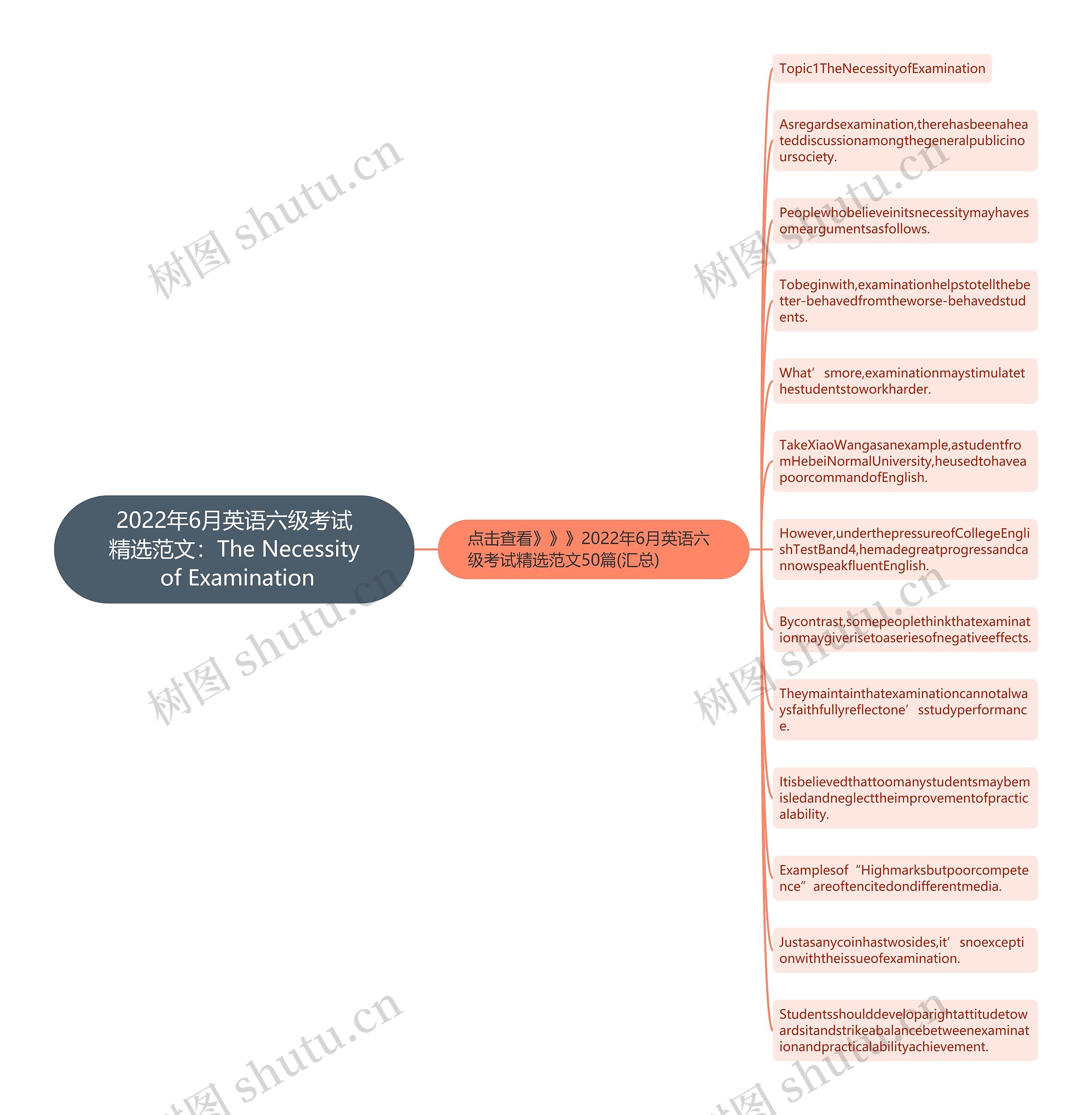 2022年6月英语六级考试精选范文：The Necessity of Examination思维导图