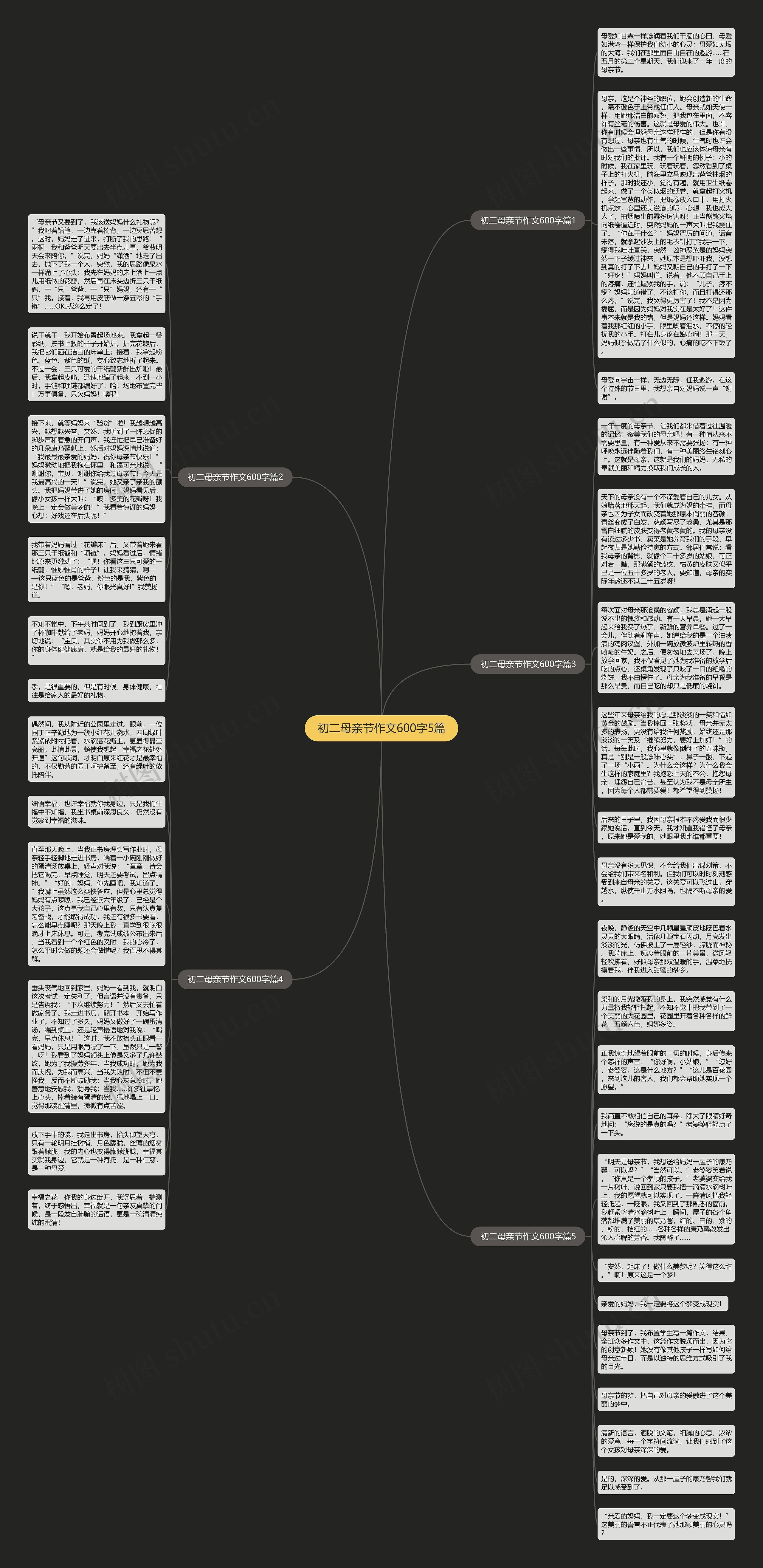 初二母亲节作文600字5篇思维导图