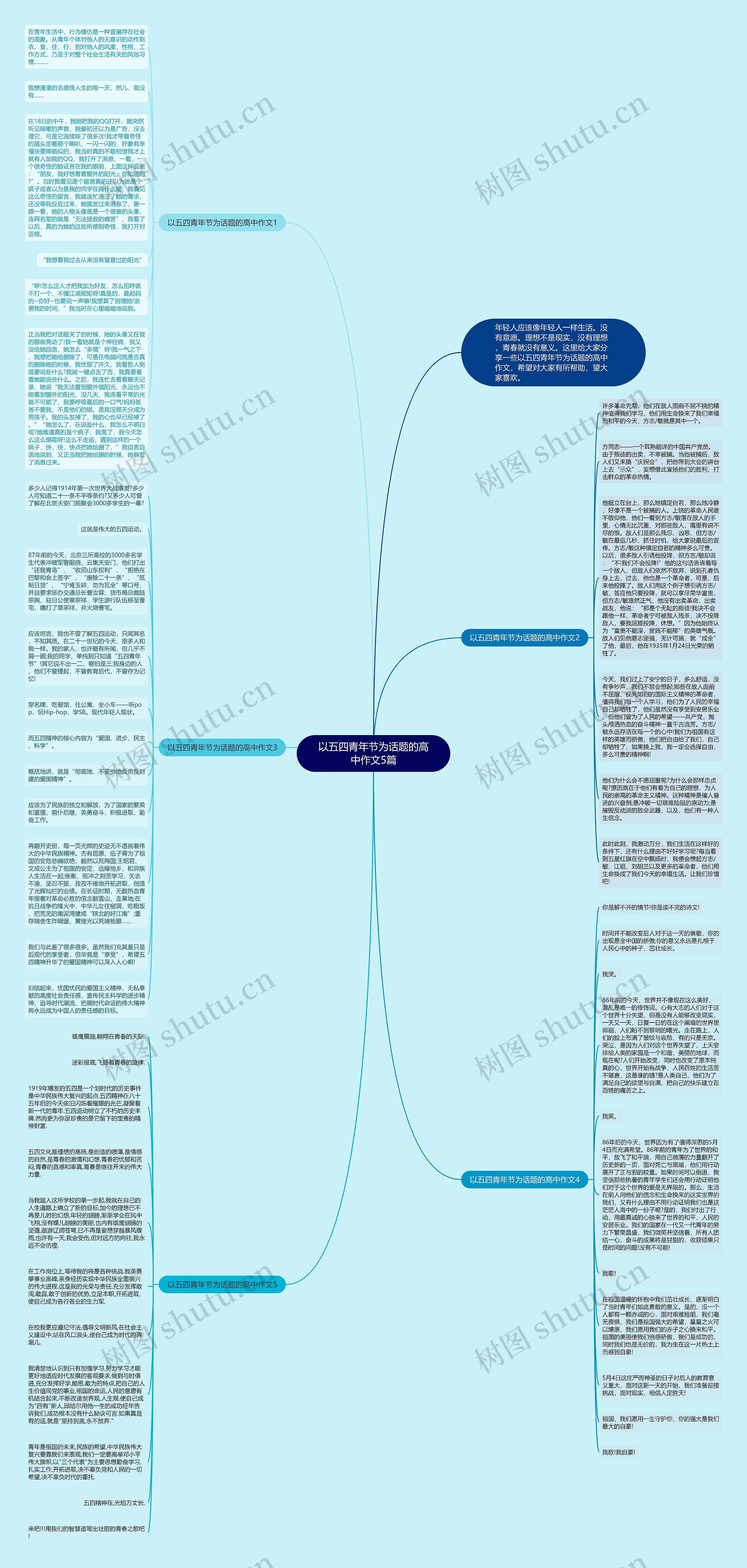 以五四青年节为话题的高中作文5篇思维导图