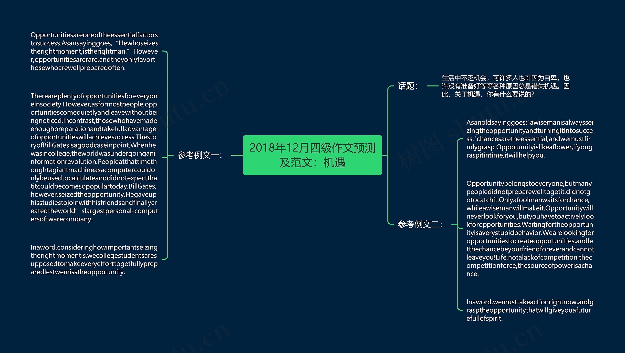 2018年12月四级作文预测及范文：机遇思维导图