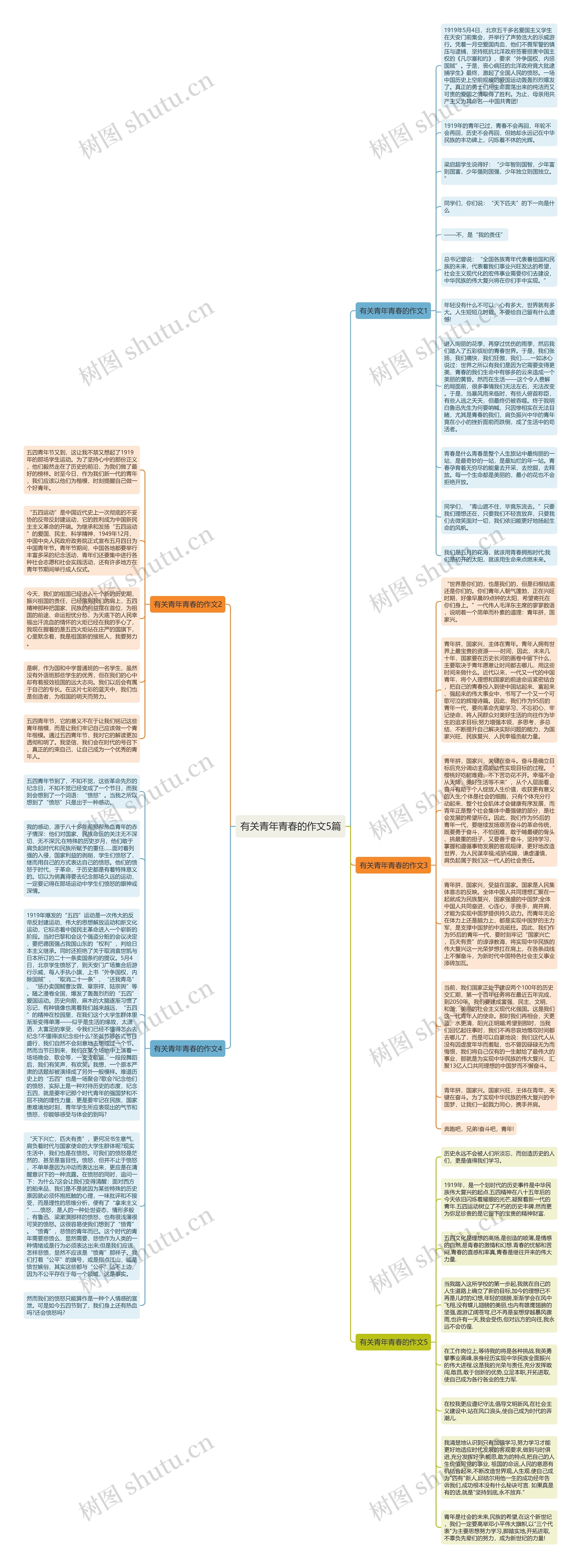 有关青年青春的作文5篇思维导图