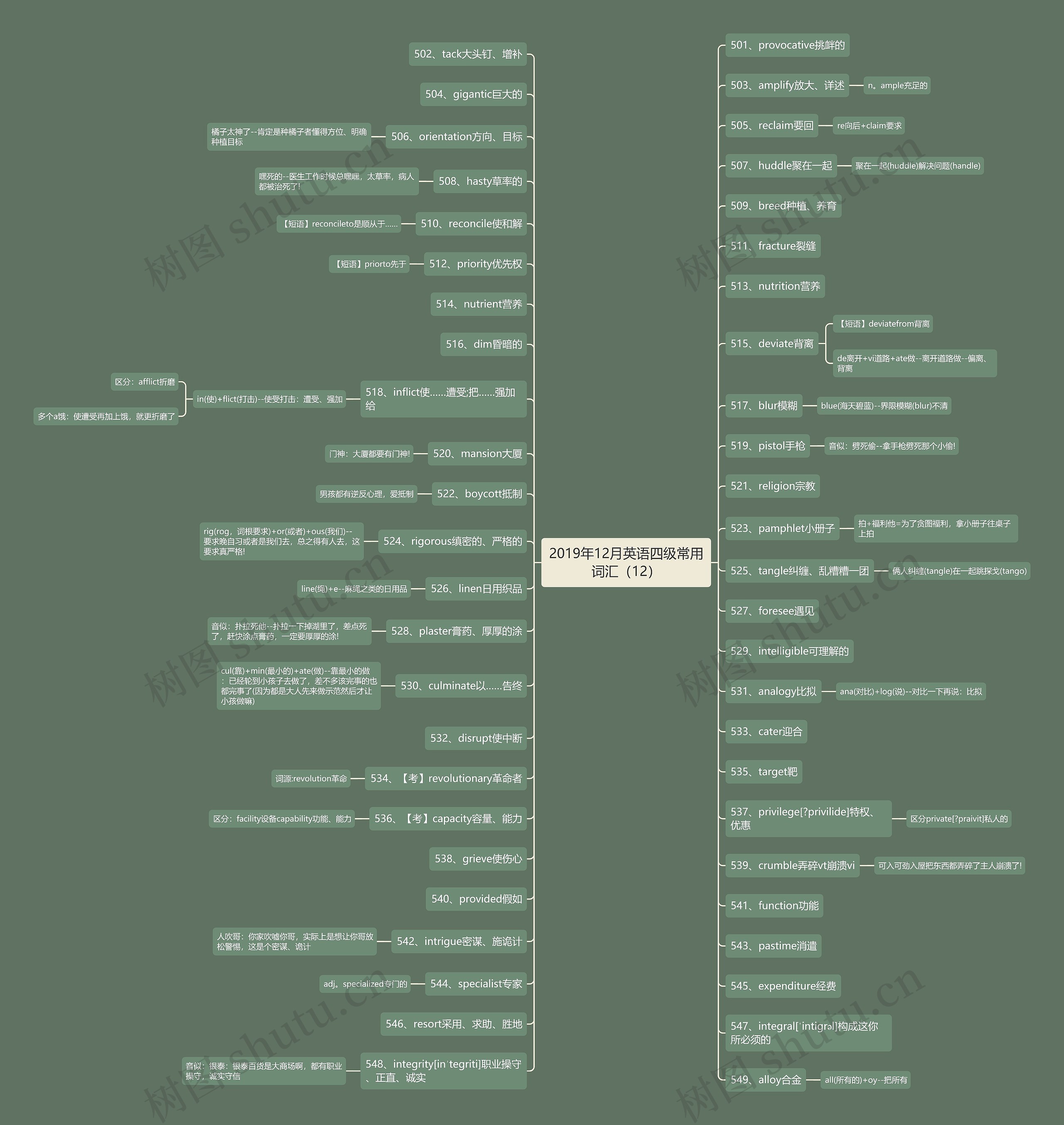 2019年12月英语四级常用词汇（12）思维导图