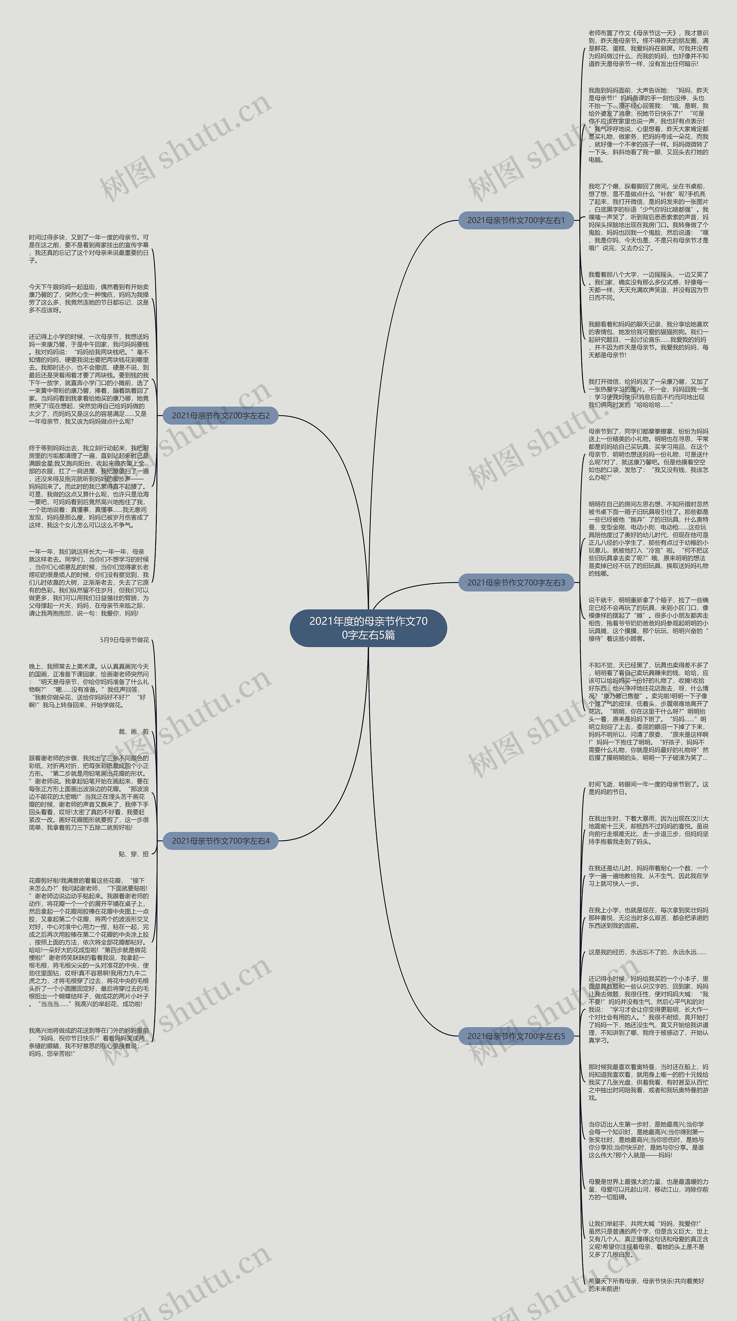 2021年度的母亲节作文700字左右5篇思维导图