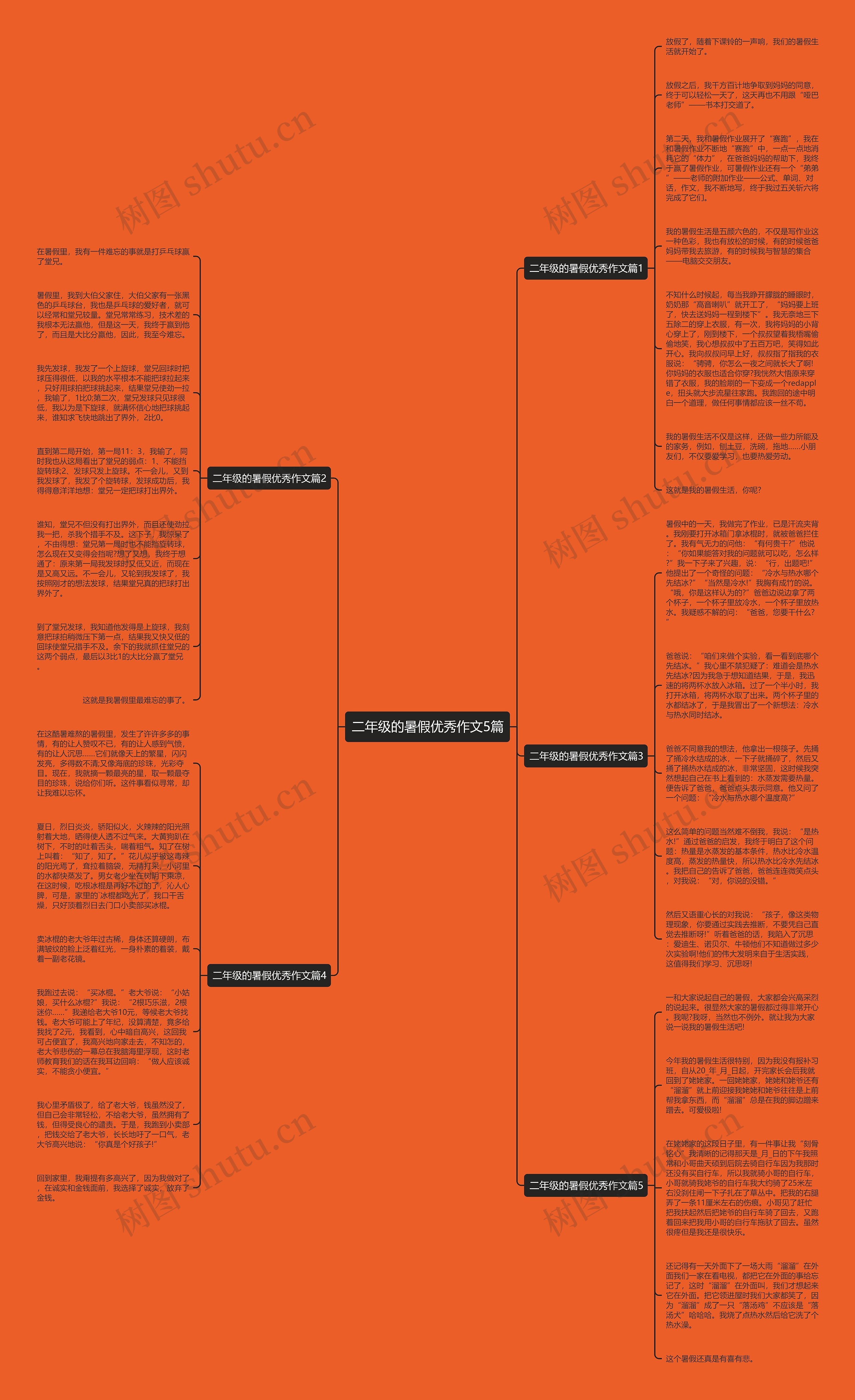 二年级的暑假优秀作文5篇思维导图