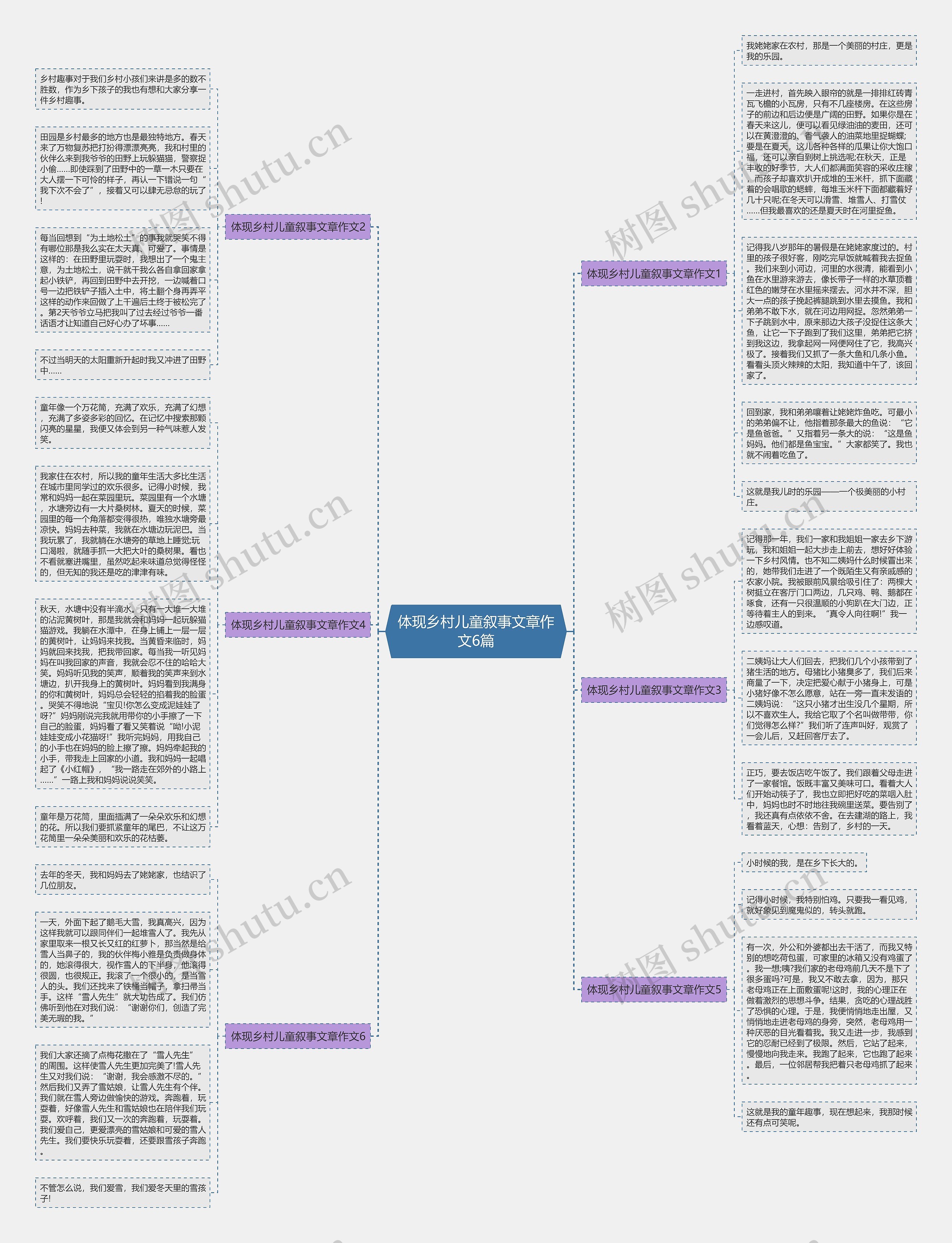 体现乡村儿童叙事文章作文6篇思维导图