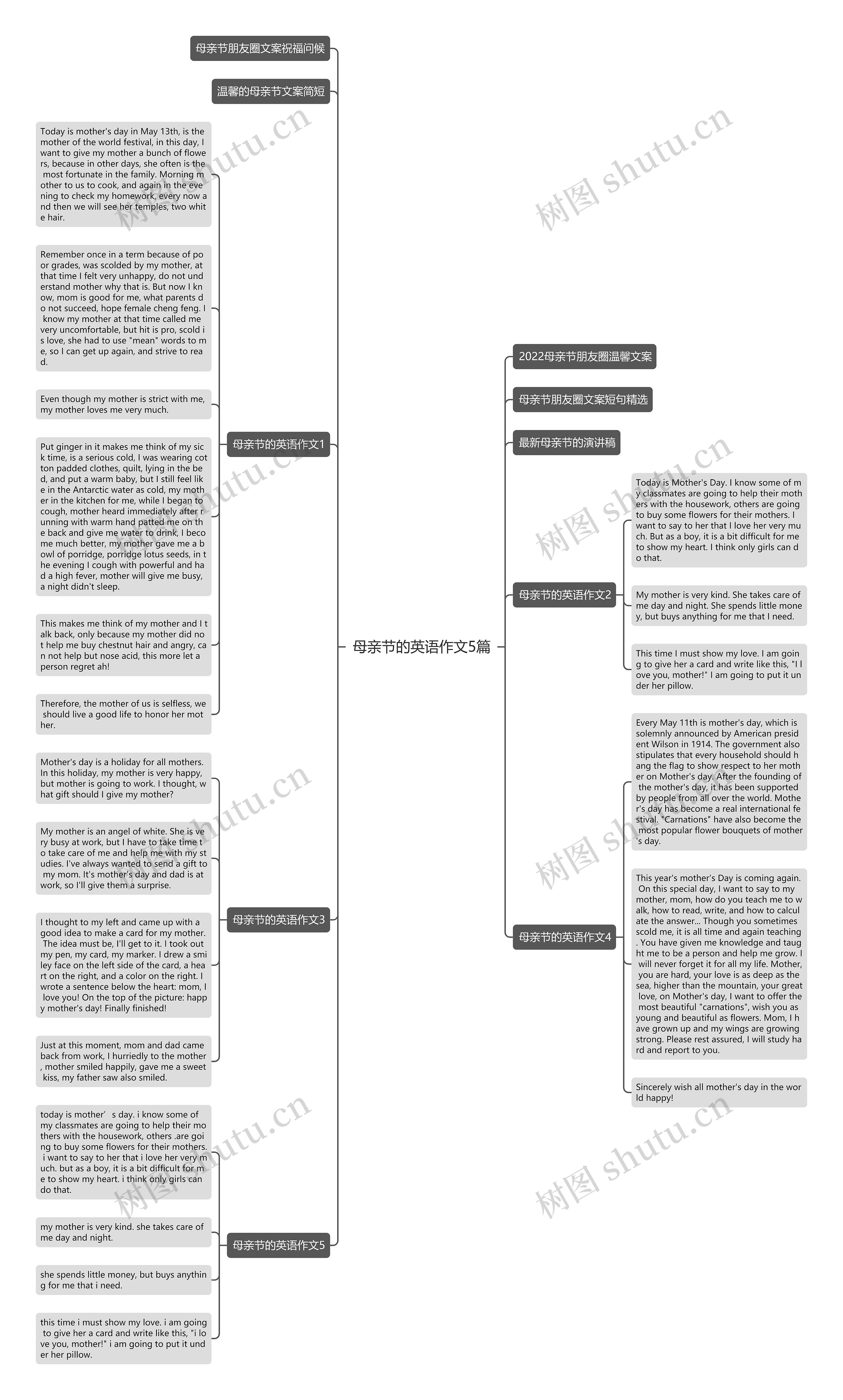 母亲节的英语作文5篇思维导图