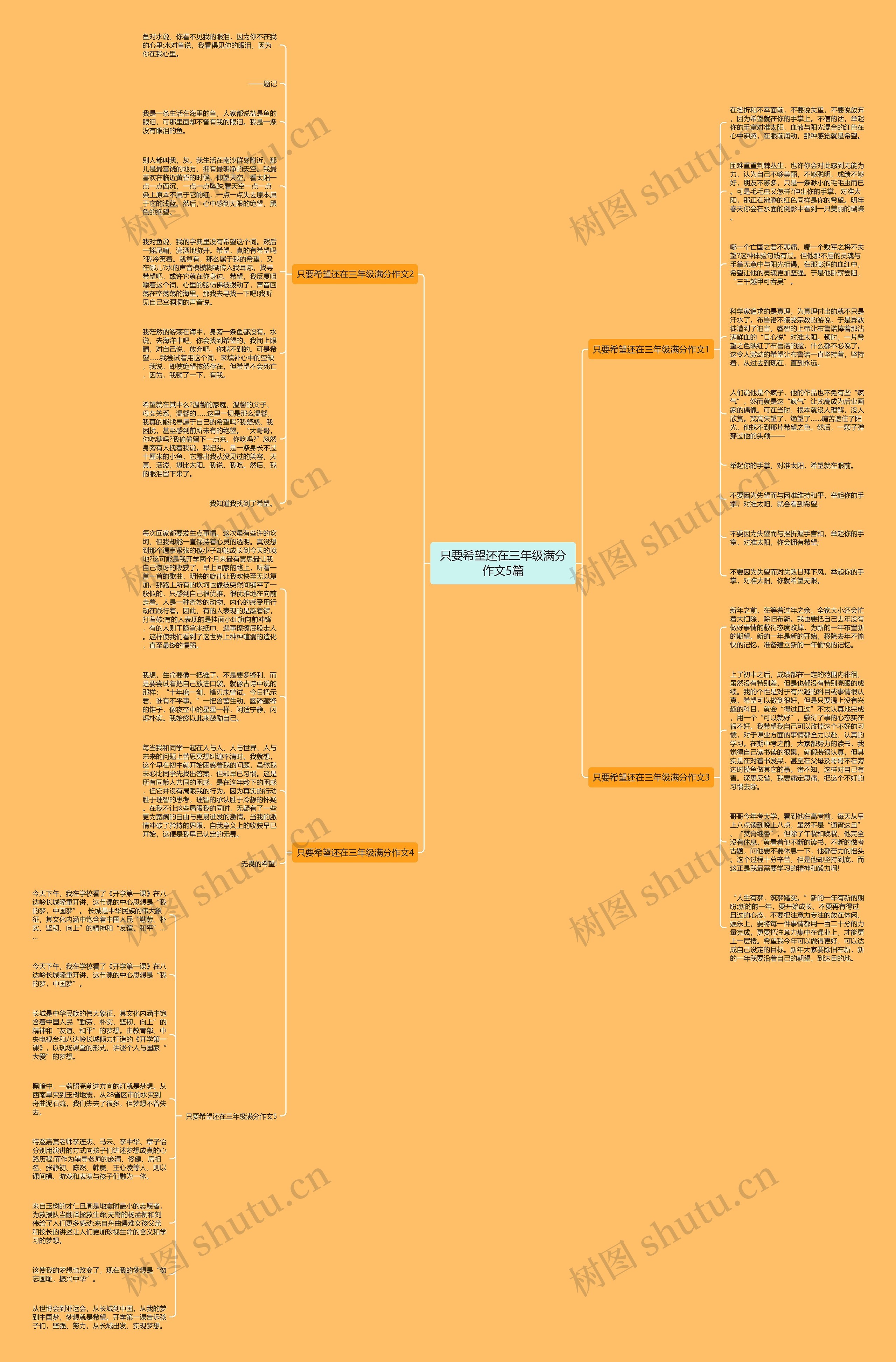 只要希望还在三年级满分作文5篇思维导图