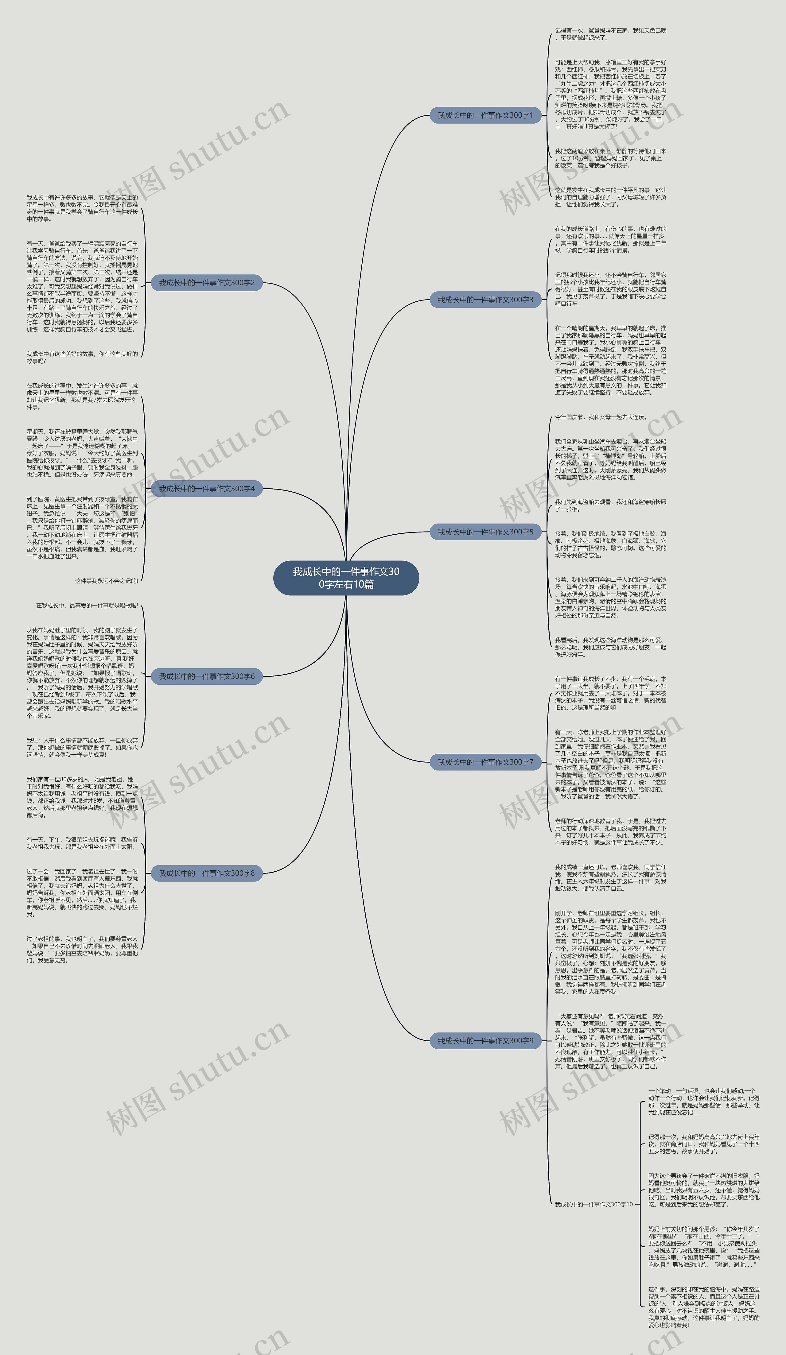 我成长中的一件事作文300字左右10篇思维导图