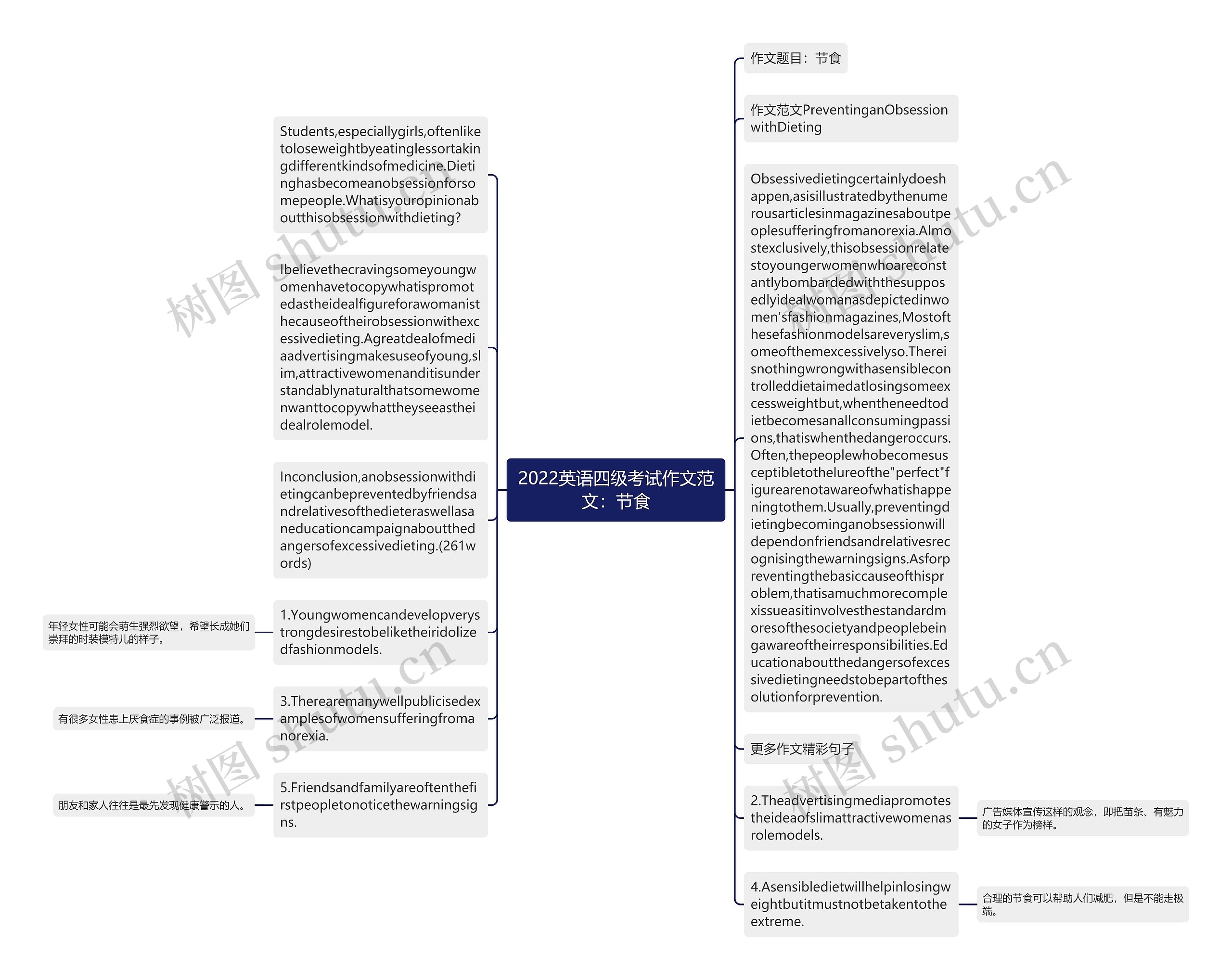 2022英语四级考试作文范文：节食思维导图