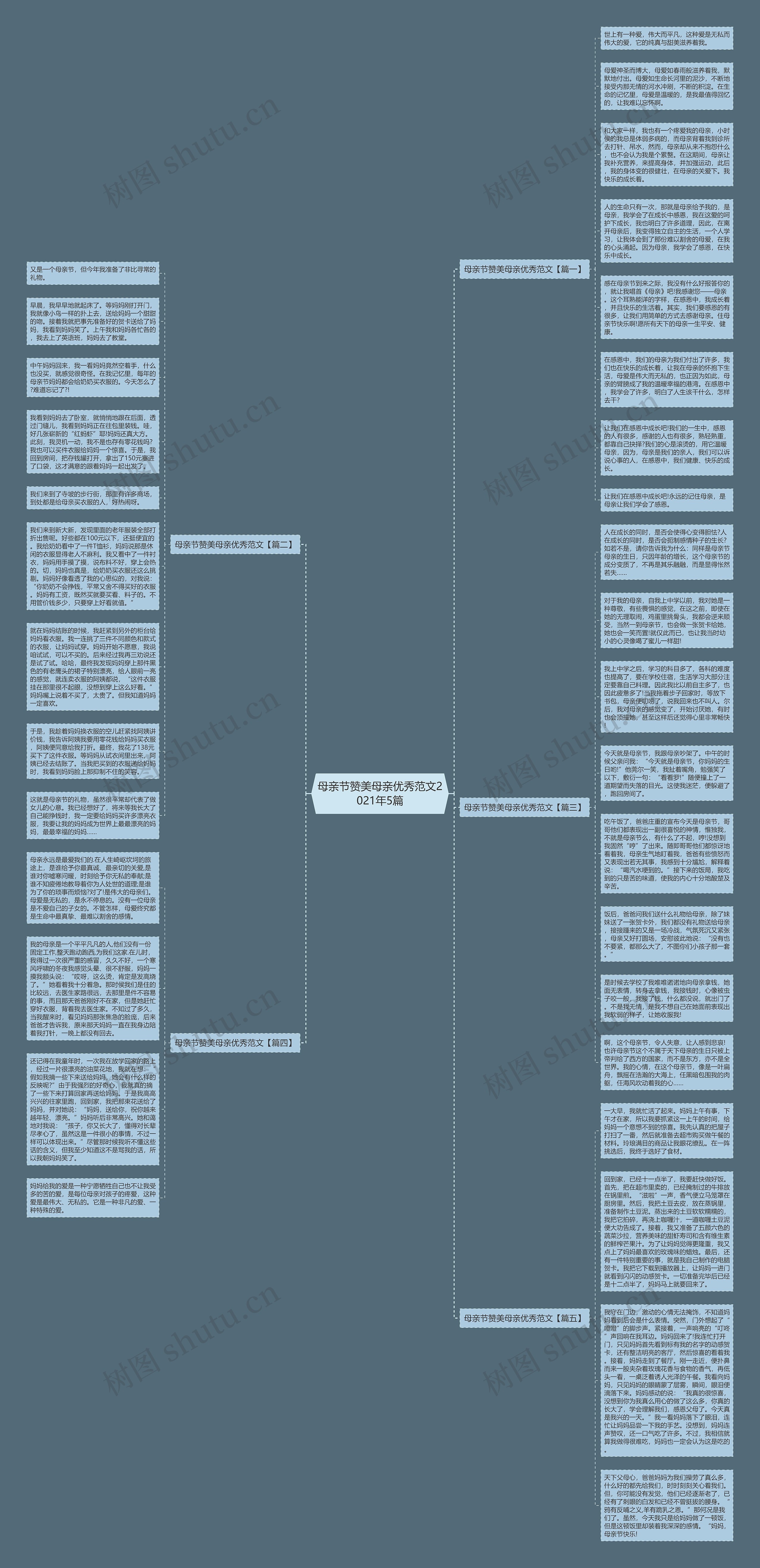 母亲节赞美母亲优秀范文2021年5篇思维导图
