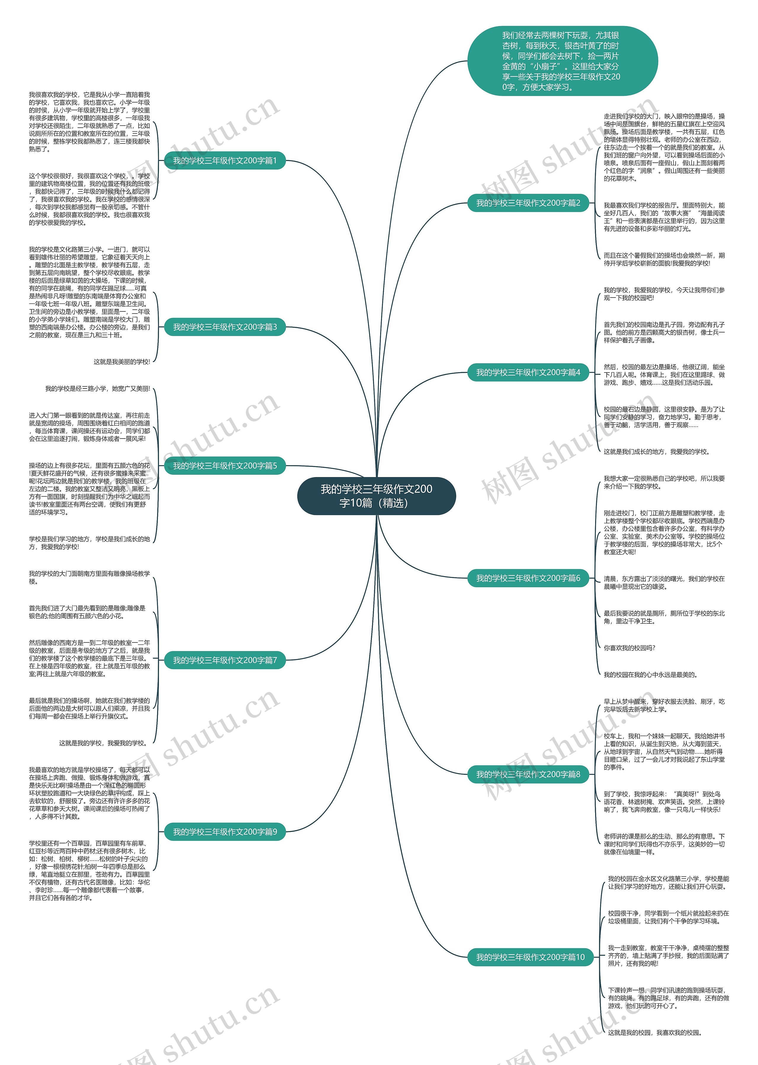 我的学校三年级作文200字10篇（精选）思维导图
