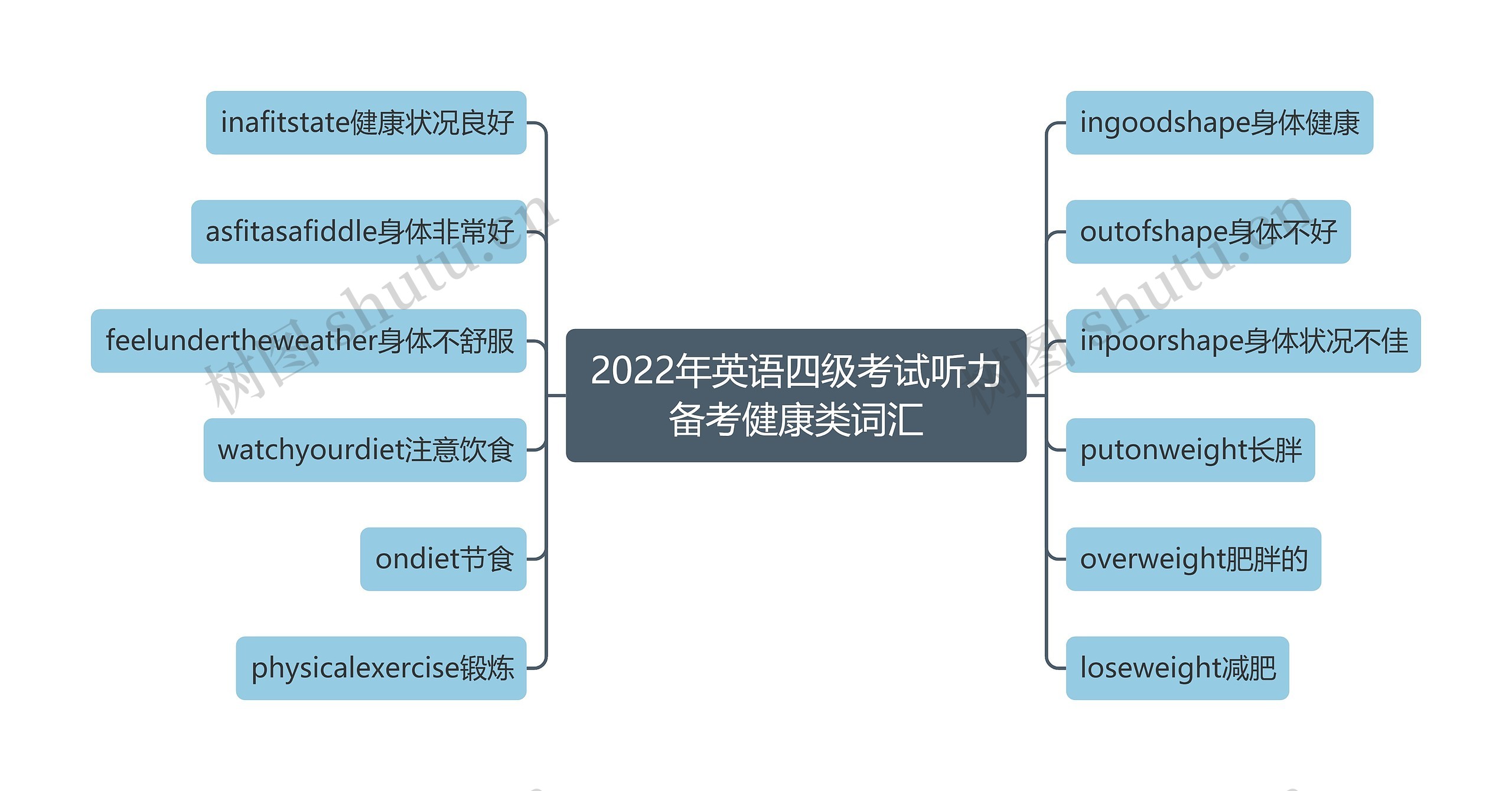 2022年英语四级考试听力备考健康类词汇思维导图