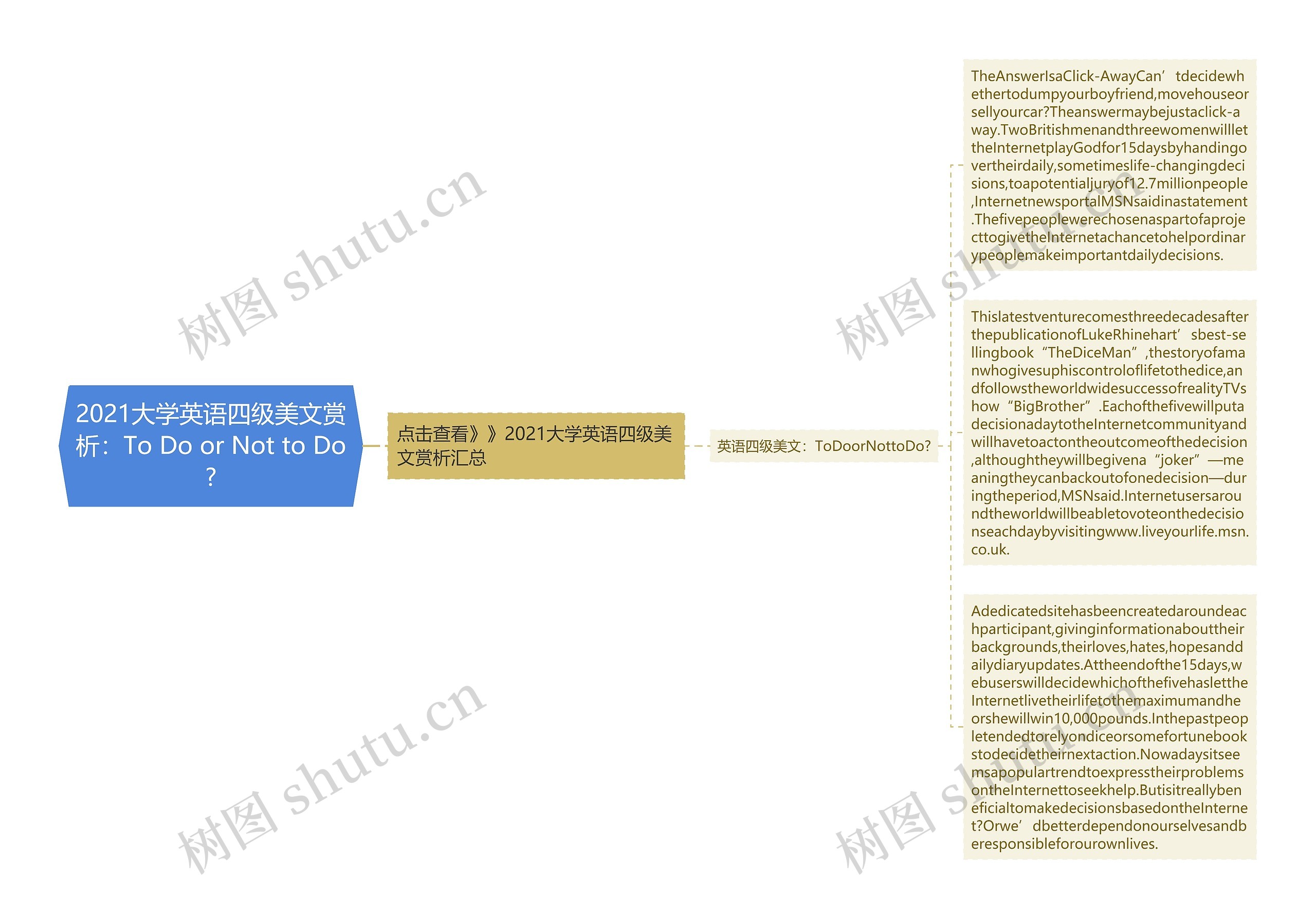 2021大学英语四级美文赏析：To Do or Not to Do?思维导图