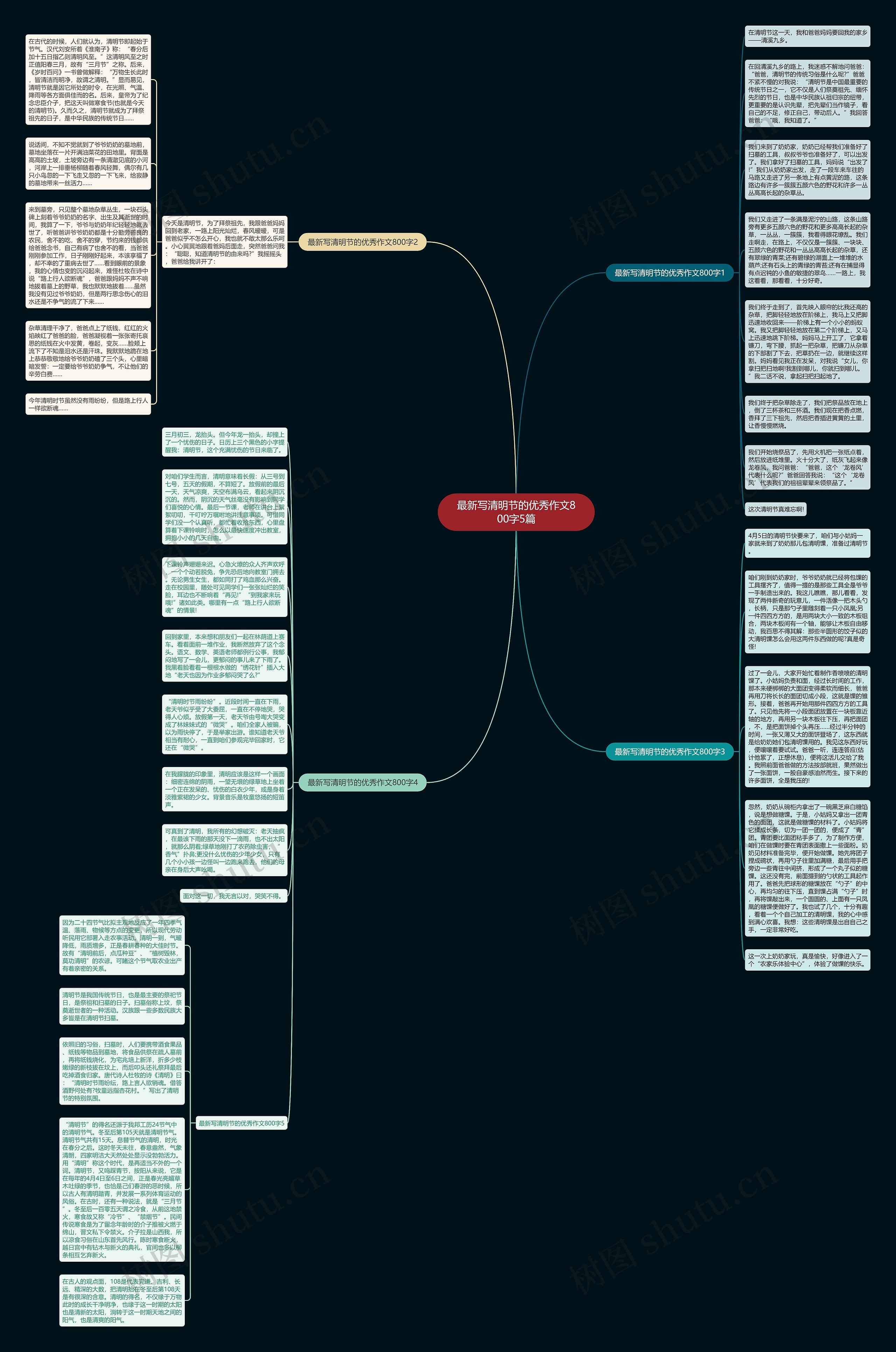 最新写清明节的优秀作文800字5篇思维导图
