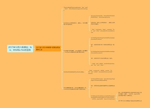 2017年12月六级语法：few、little和a few的区别