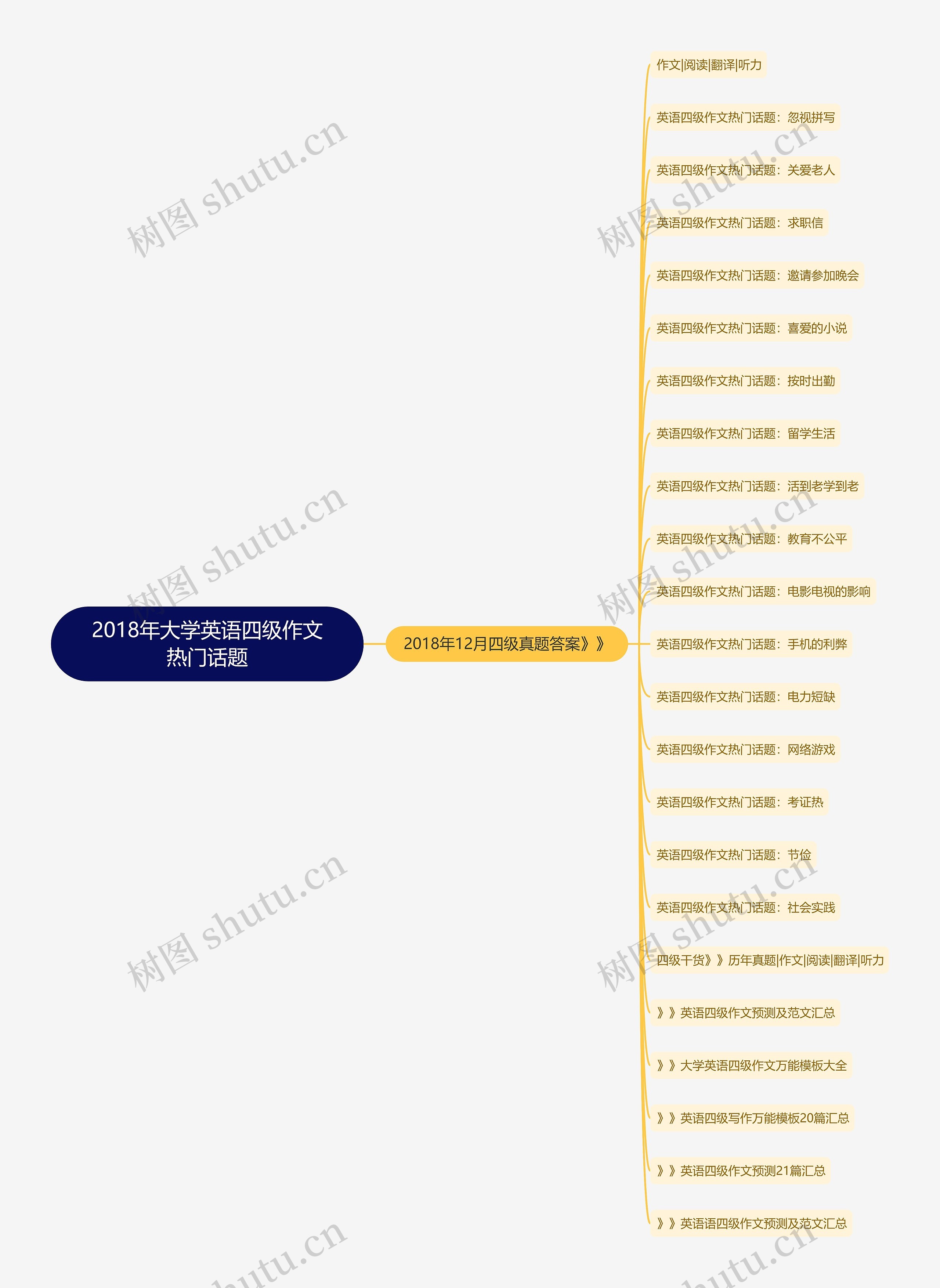 2018年大学英语四级作文热门话题思维导图