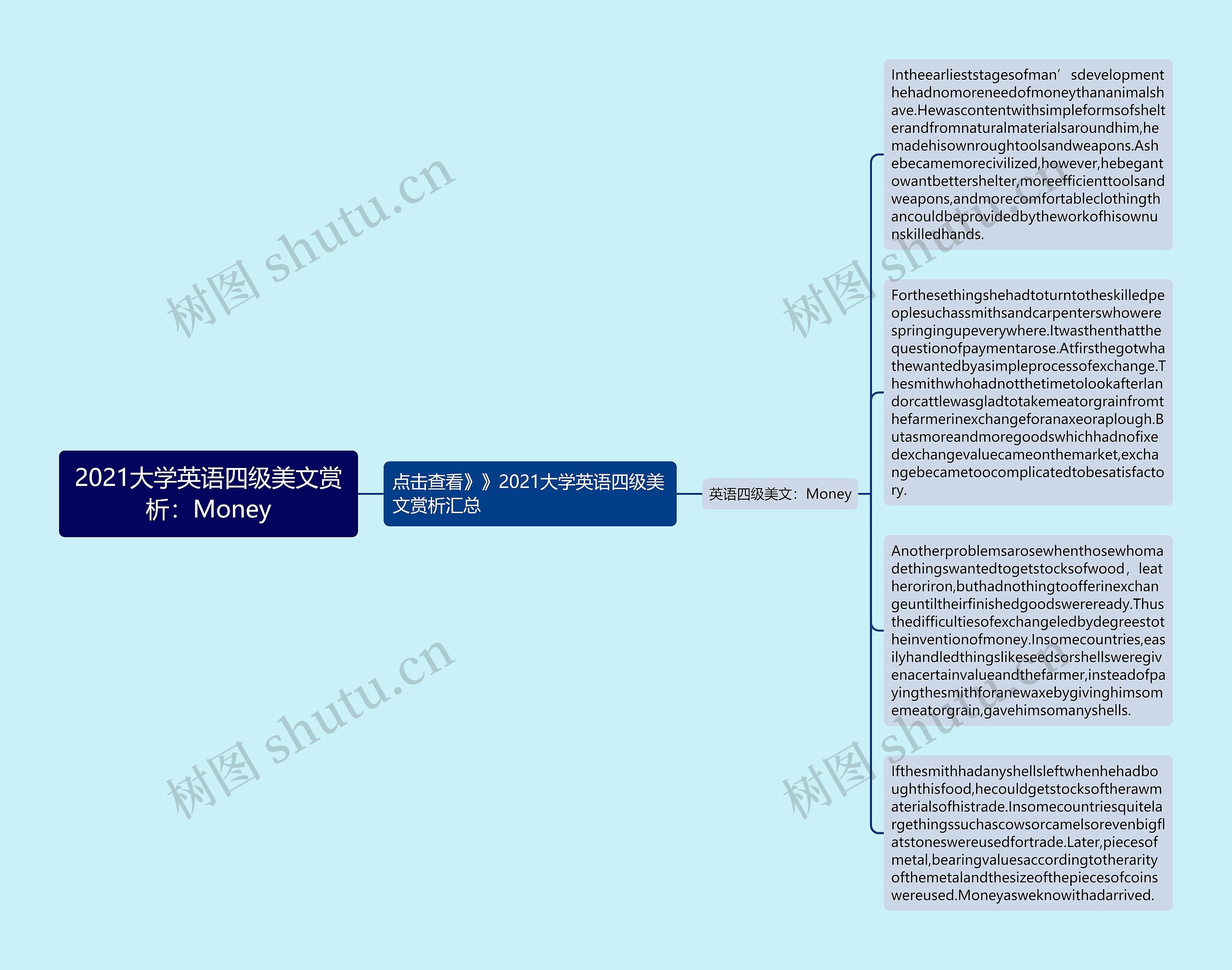 2021大学英语四级美文赏析：Money思维导图