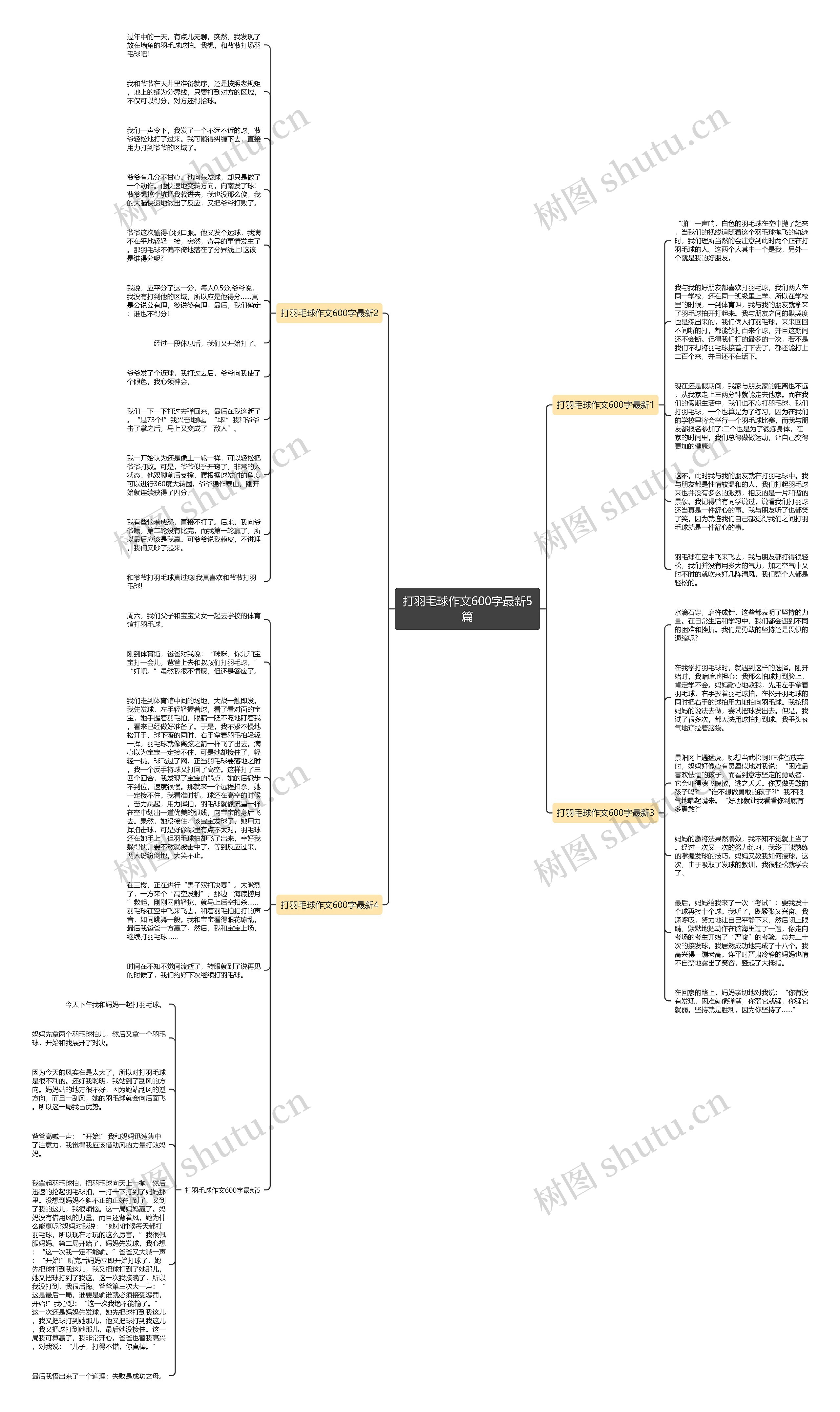 打羽毛球作文600字最新5篇思维导图