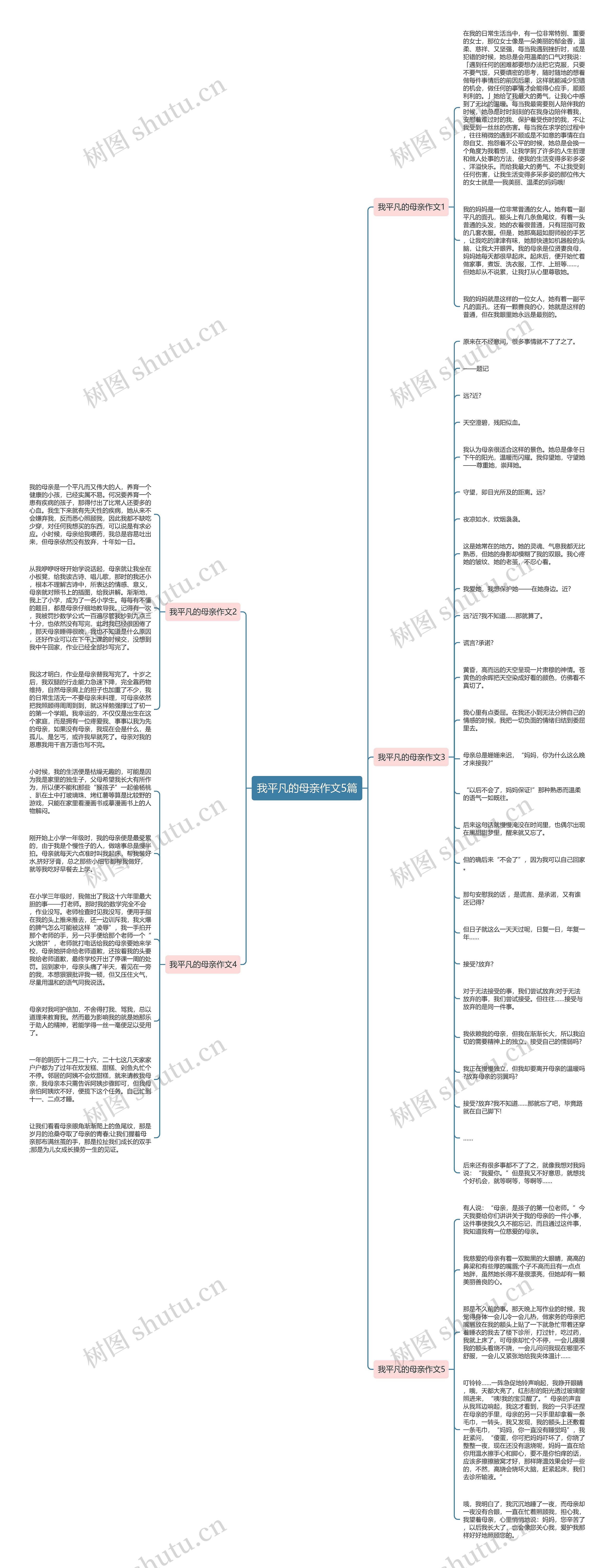 我平凡的母亲作文5篇思维导图