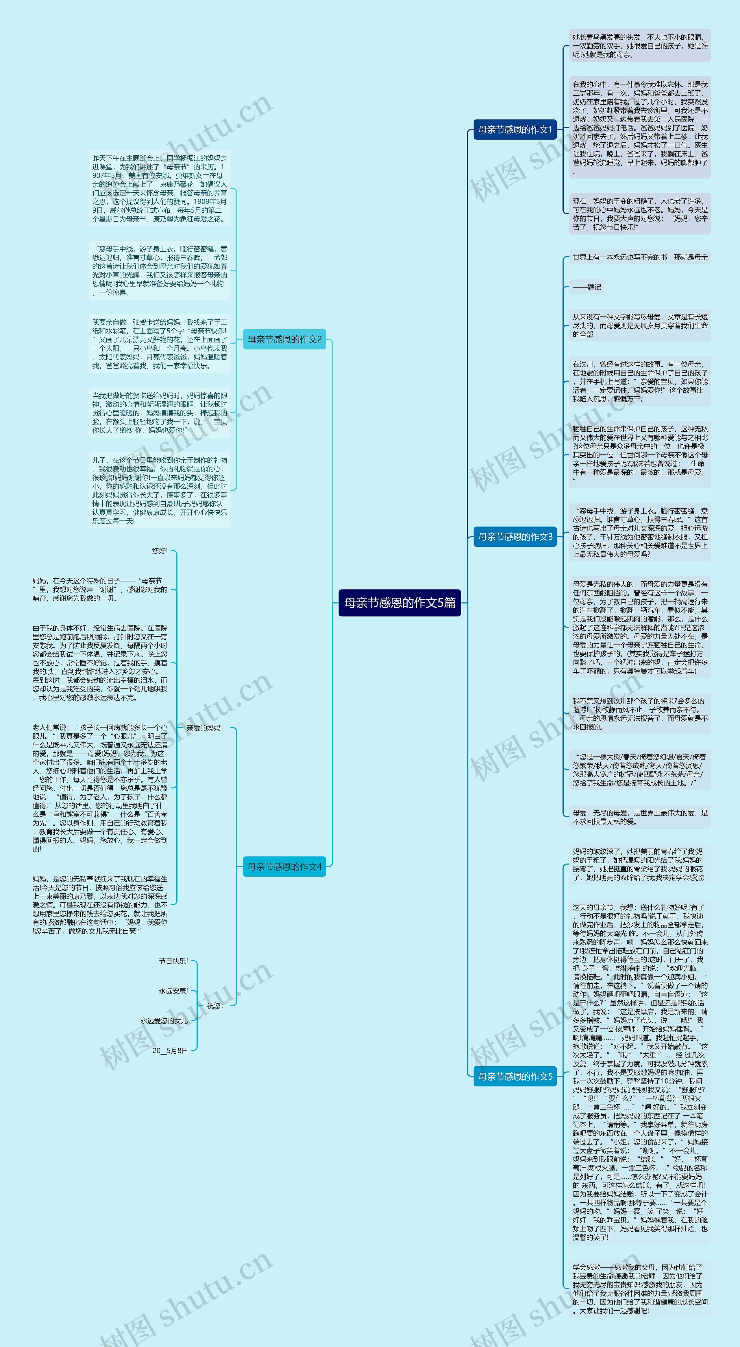 母亲节感恩的作文5篇思维导图
