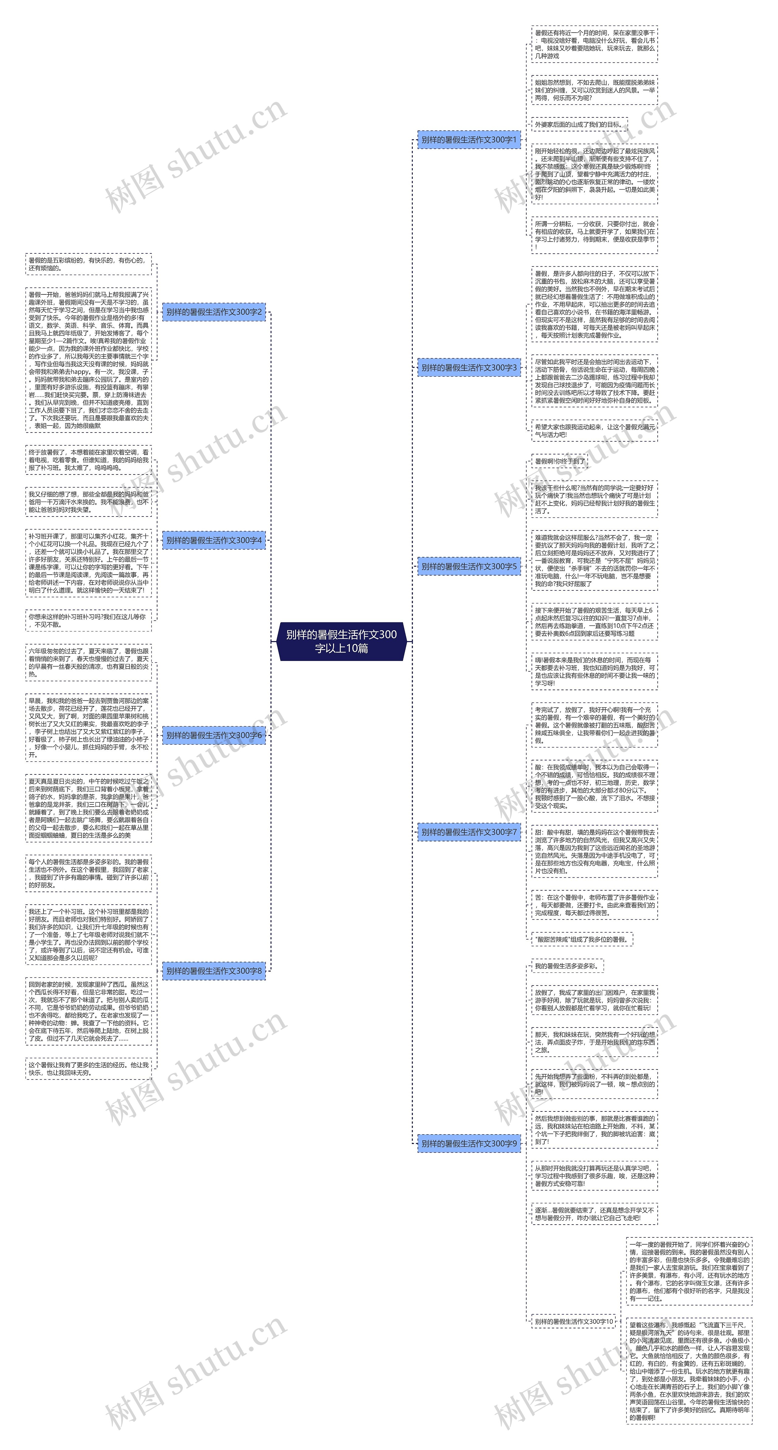 别样的暑假生活作文300字以上10篇思维导图