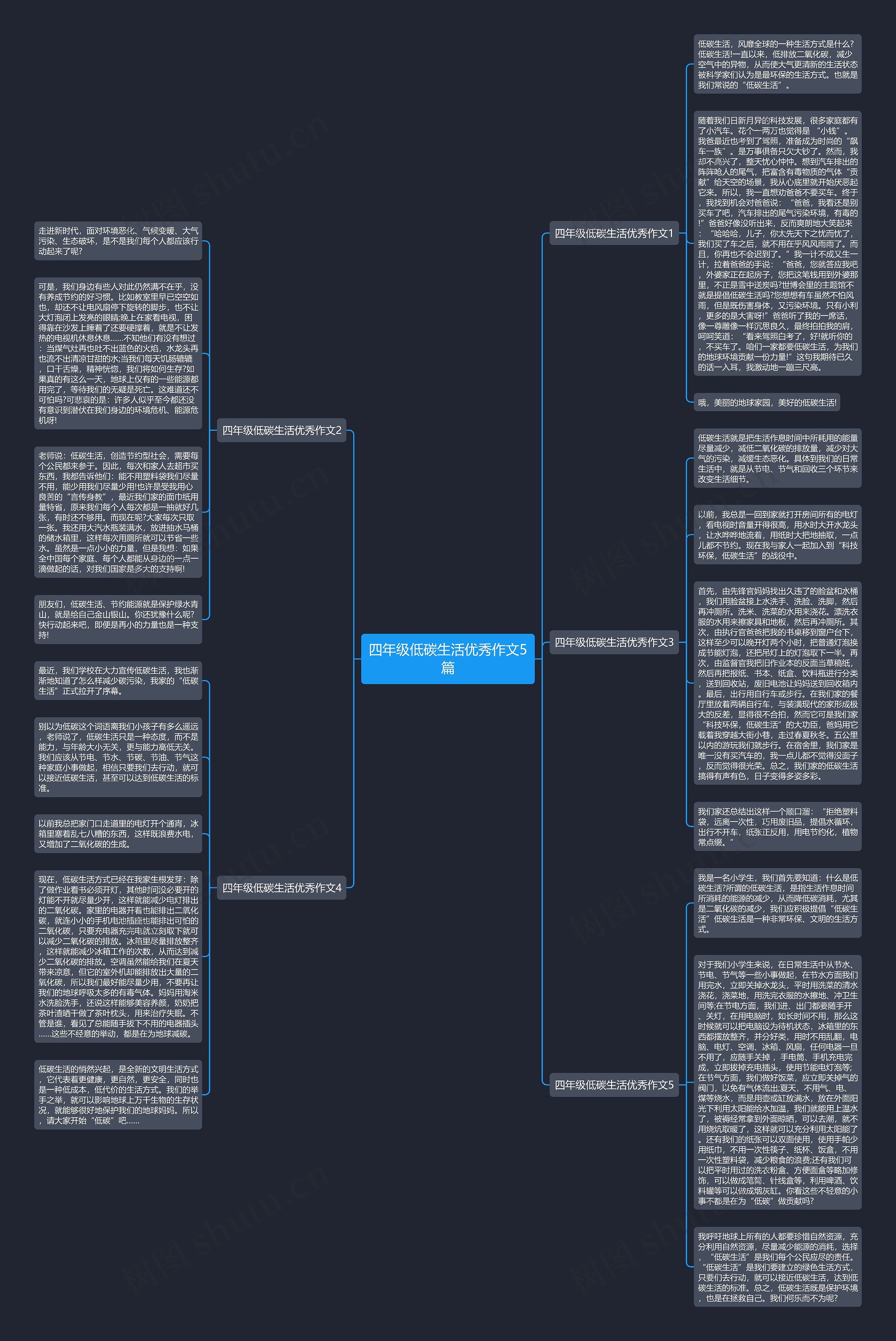 四年级低碳生活优秀作文5篇思维导图