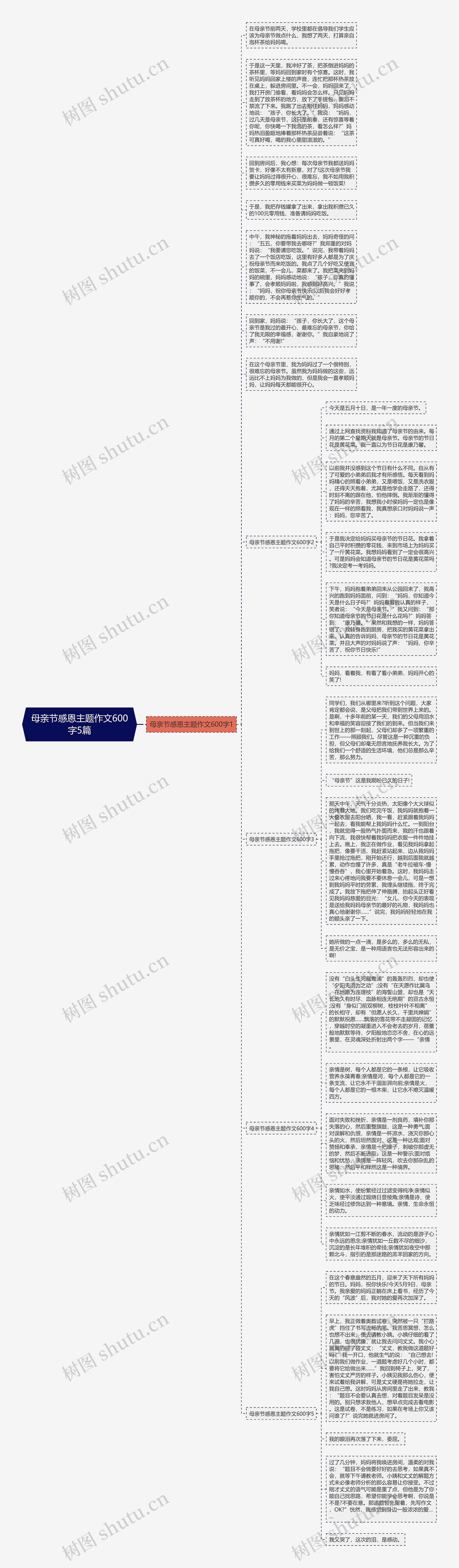 母亲节感恩主题作文600字5篇思维导图