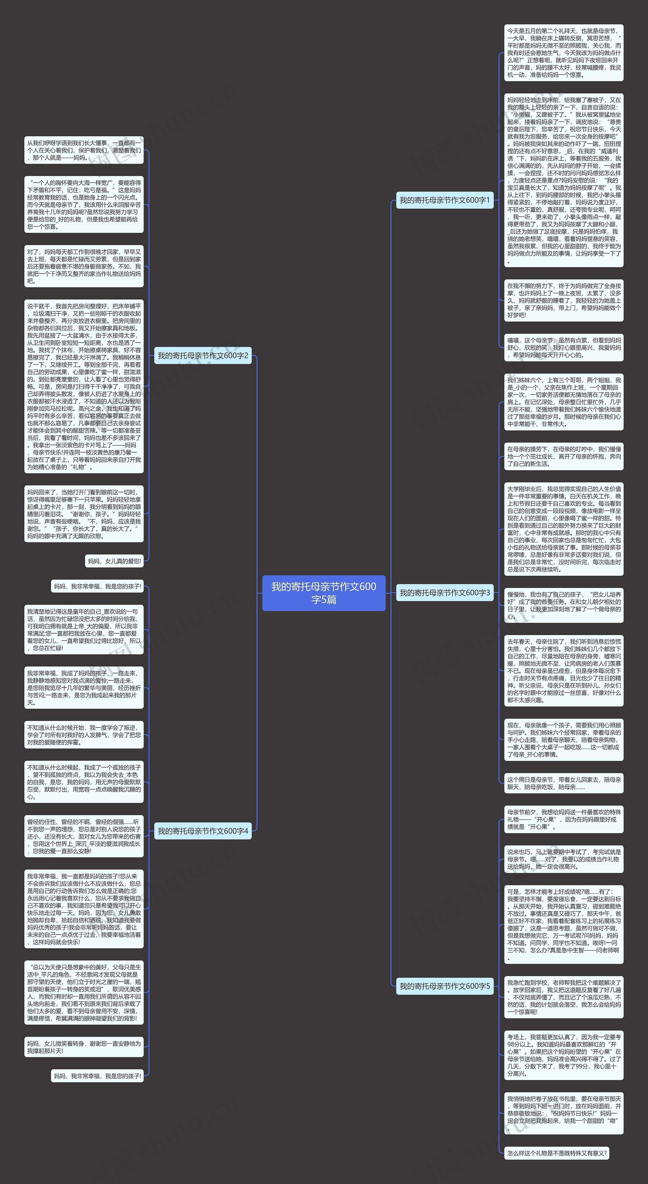 我的寄托母亲节作文600字5篇思维导图