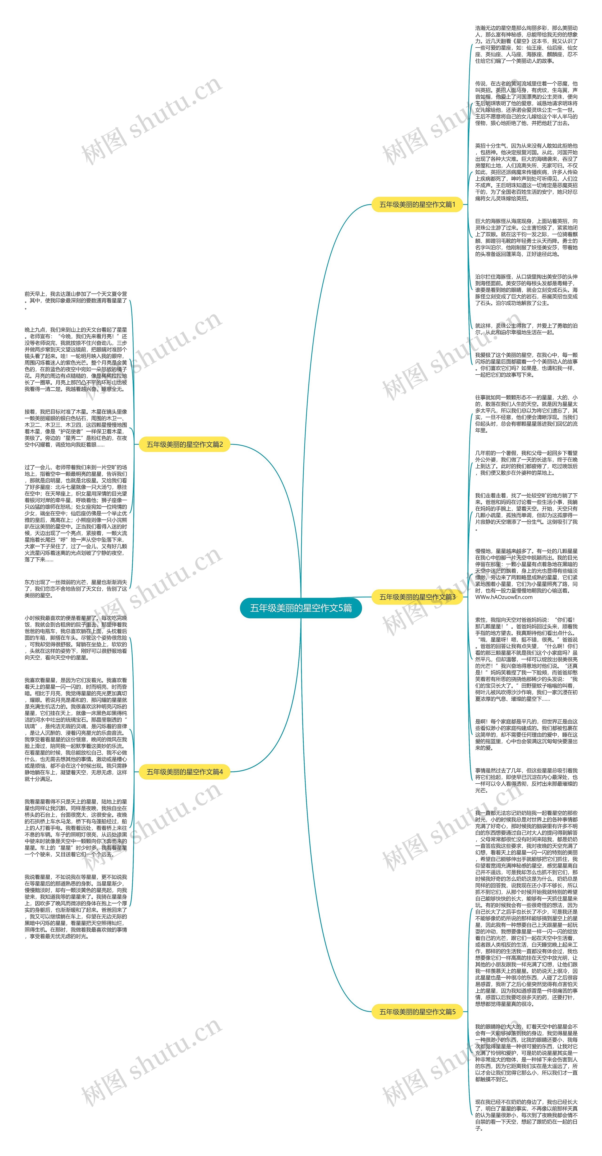 五年级美丽的星空作文5篇思维导图