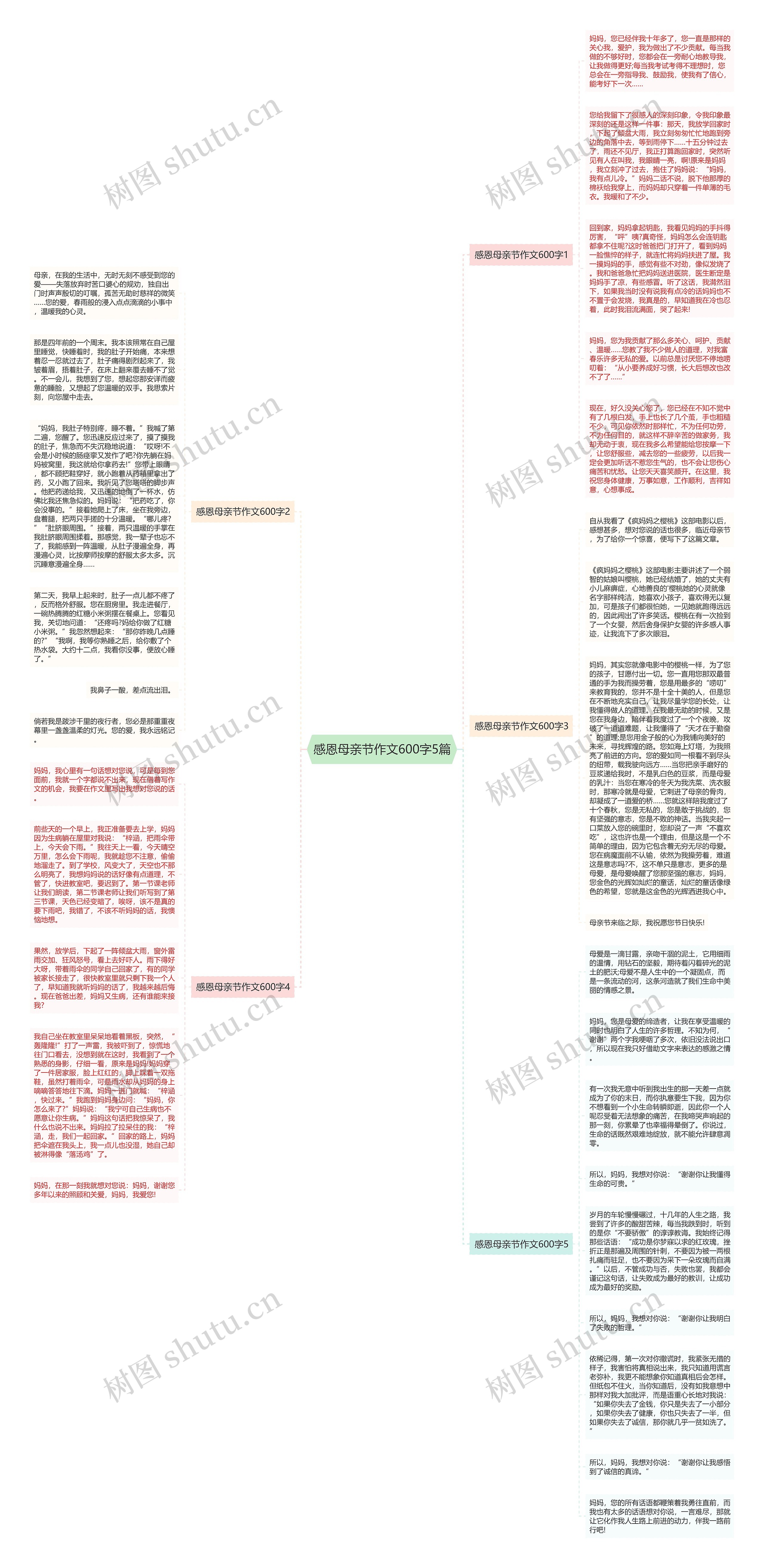 感恩母亲节作文600字5篇思维导图
