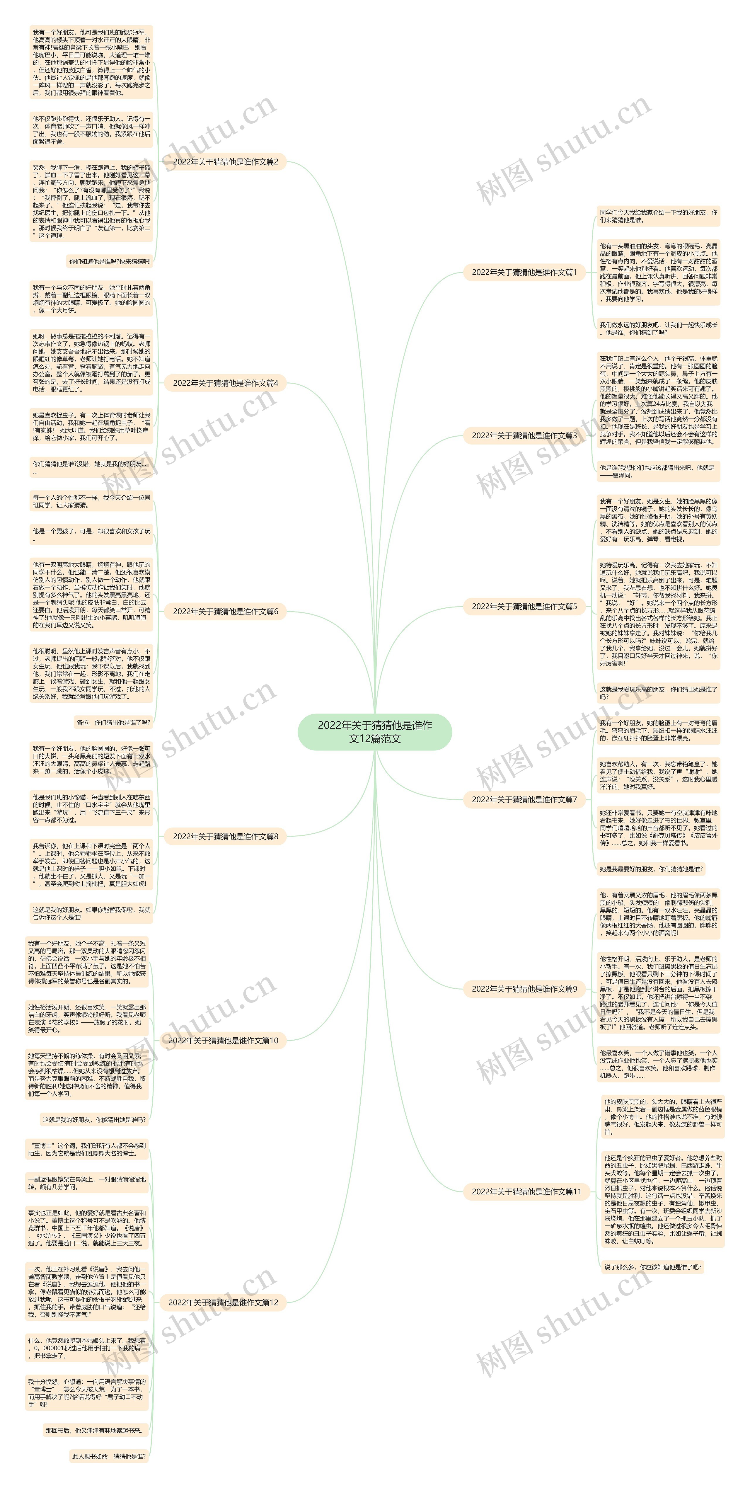 2022年关于猜猜他是谁作文12篇范文思维导图