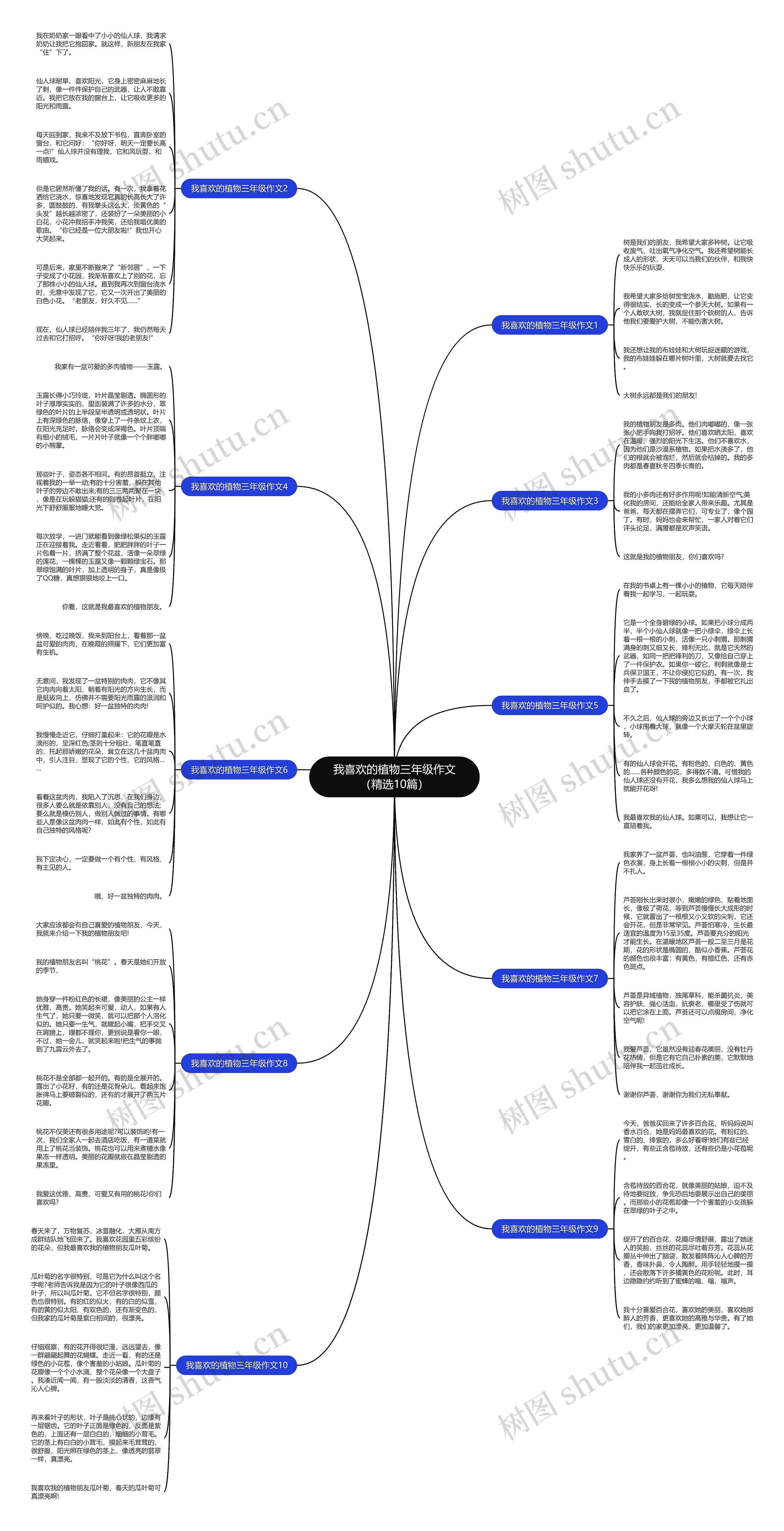 我喜欢的植物三年级作文（精选10篇）思维导图