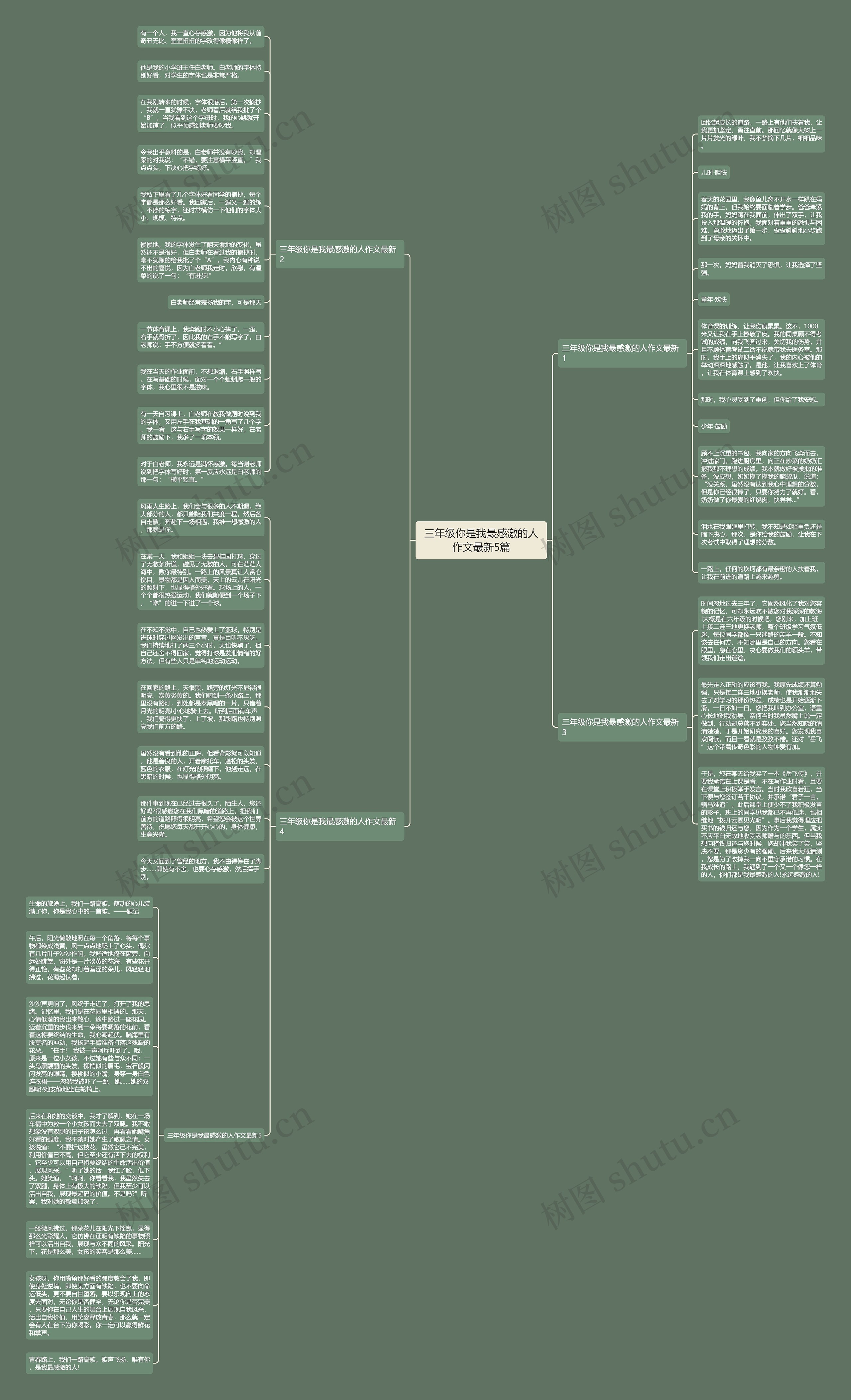 三年级你是我最感激的人作文最新5篇思维导图