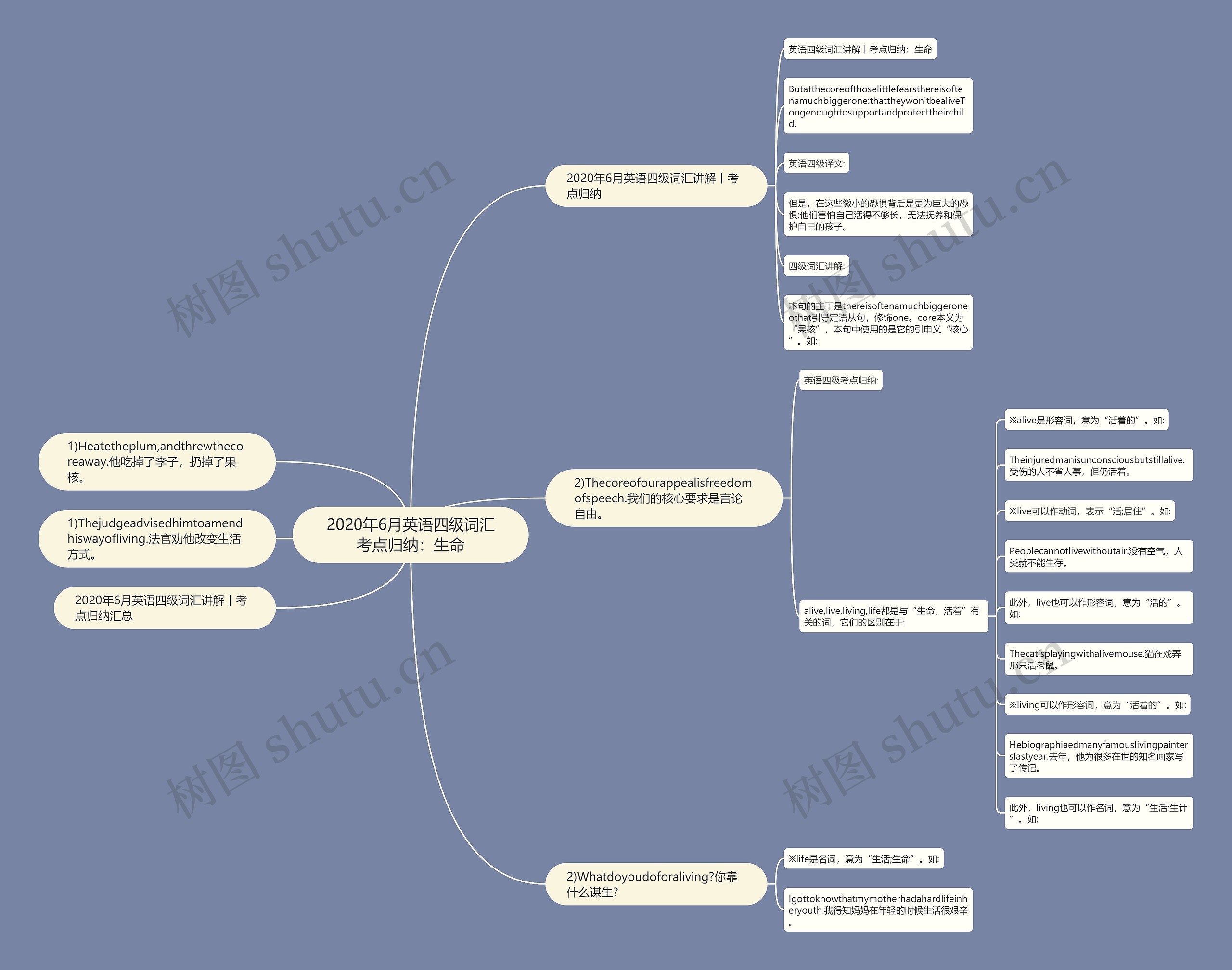 2020年6月英语四级词汇考点归纳：生命思维导图