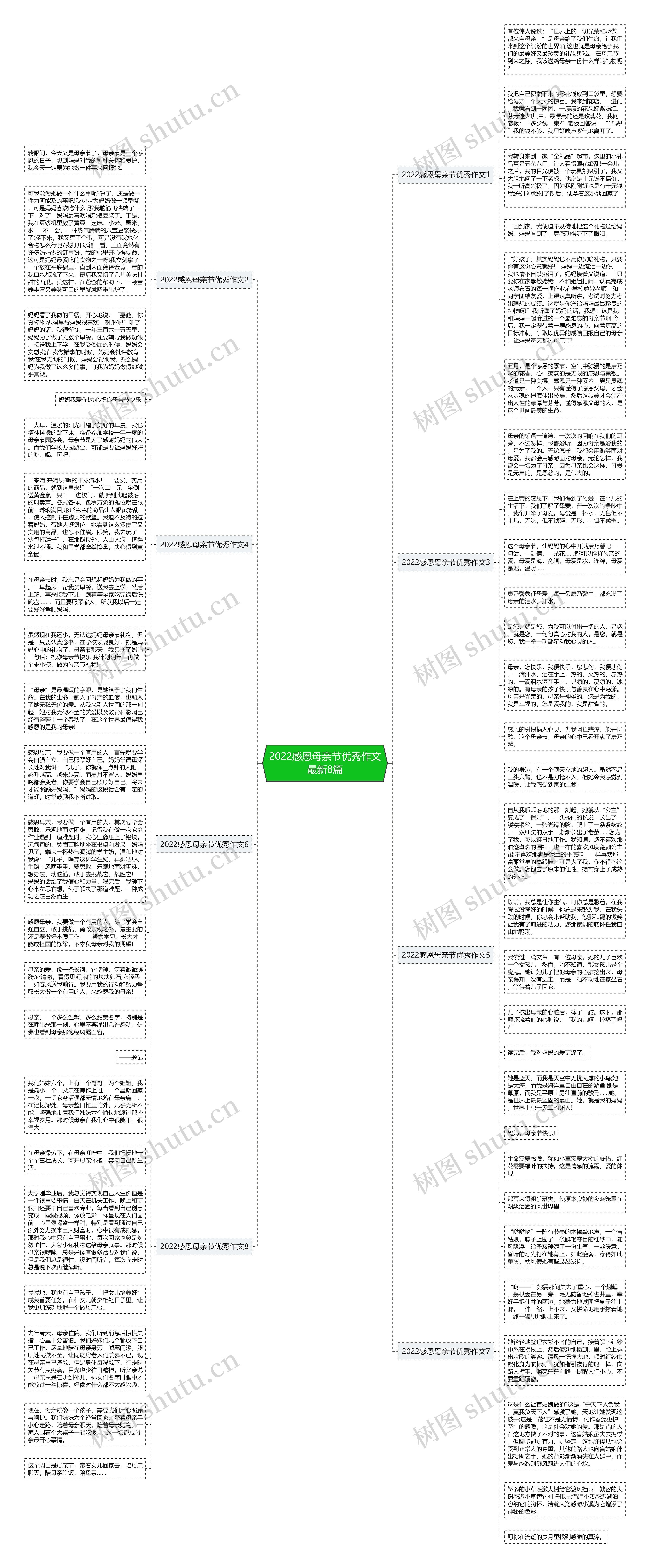 2022感恩母亲节优秀作文最新8篇思维导图