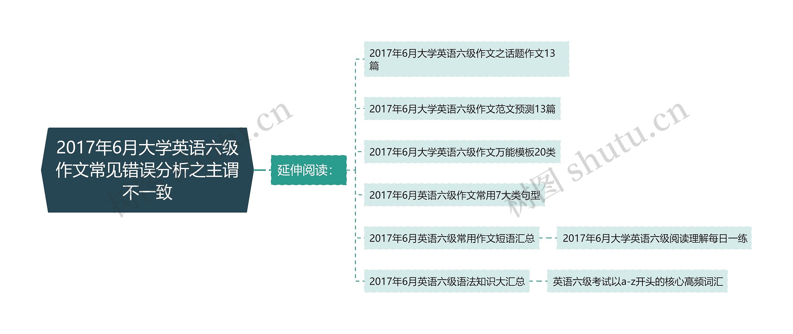 2017年6月大学英语六级作文常见错误分析之主谓不一致思维导图