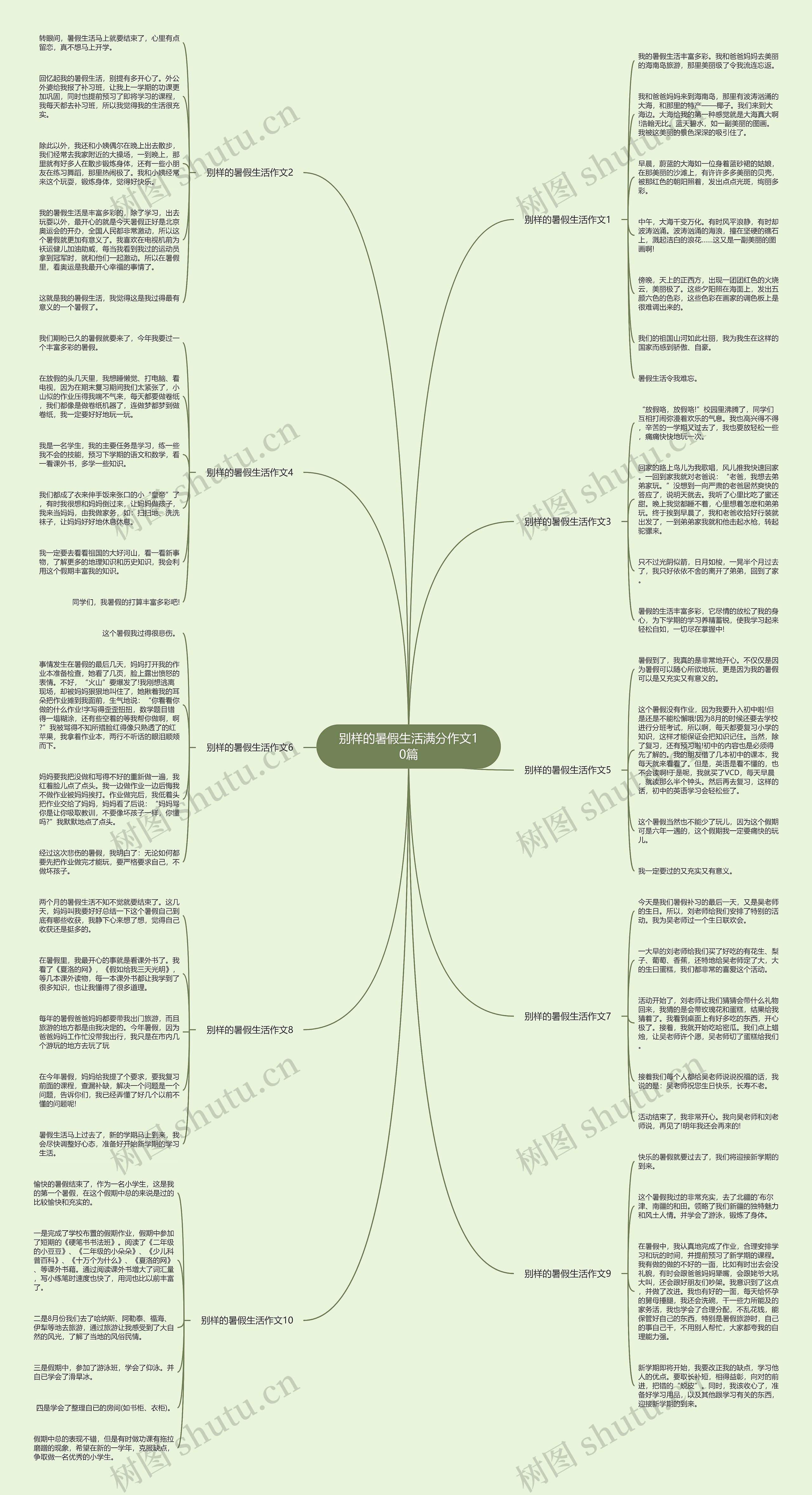 别样的暑假生活满分作文10篇思维导图