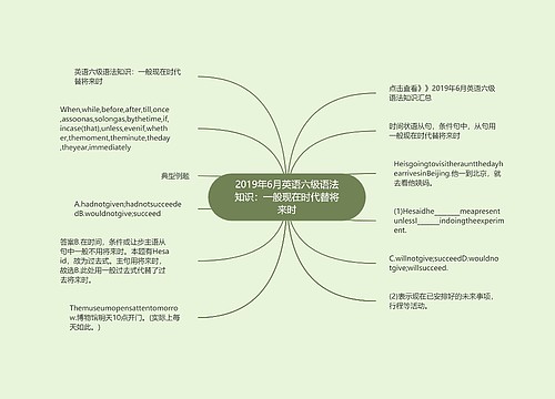 2019年6月英语六级语法知识：一般现在时代替将来时