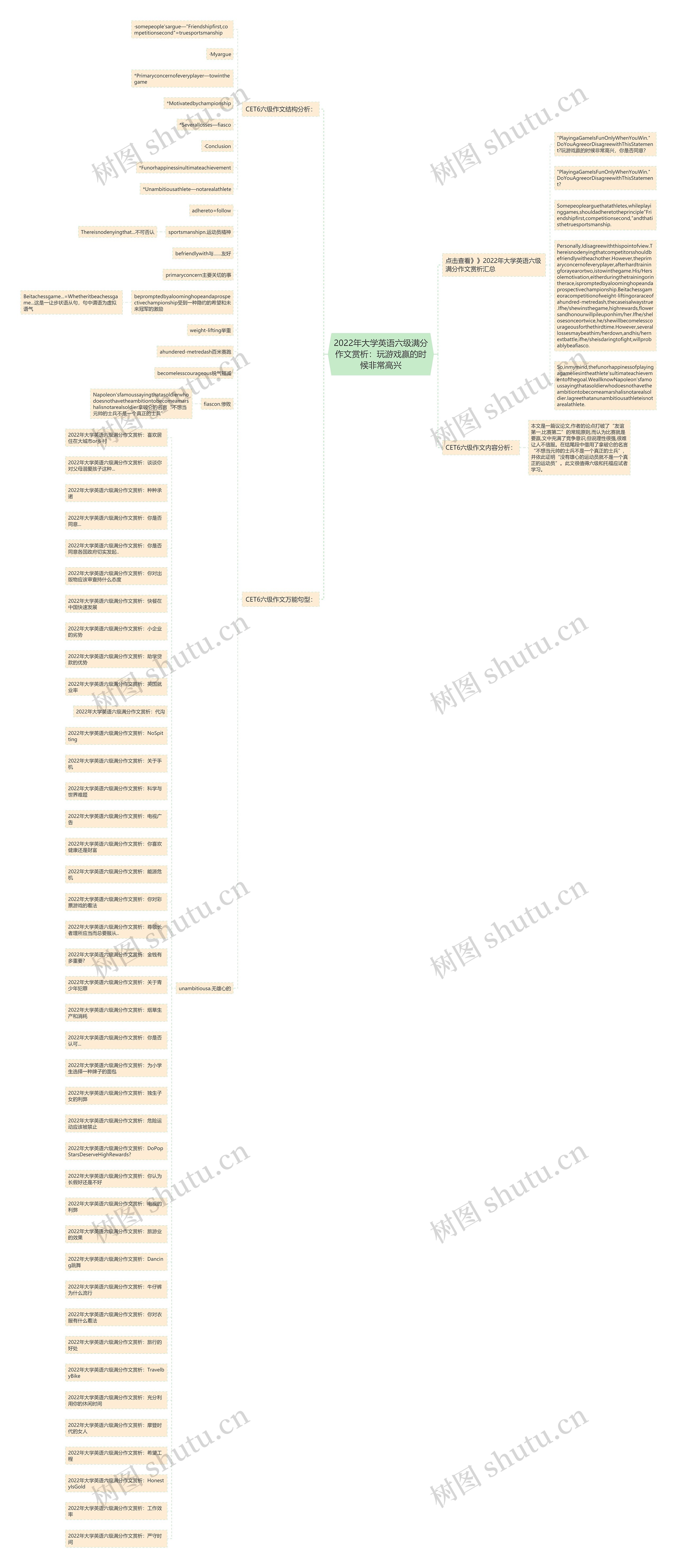 2022年大学英语六级满分作文赏析：玩游戏赢的时候非常高兴思维导图