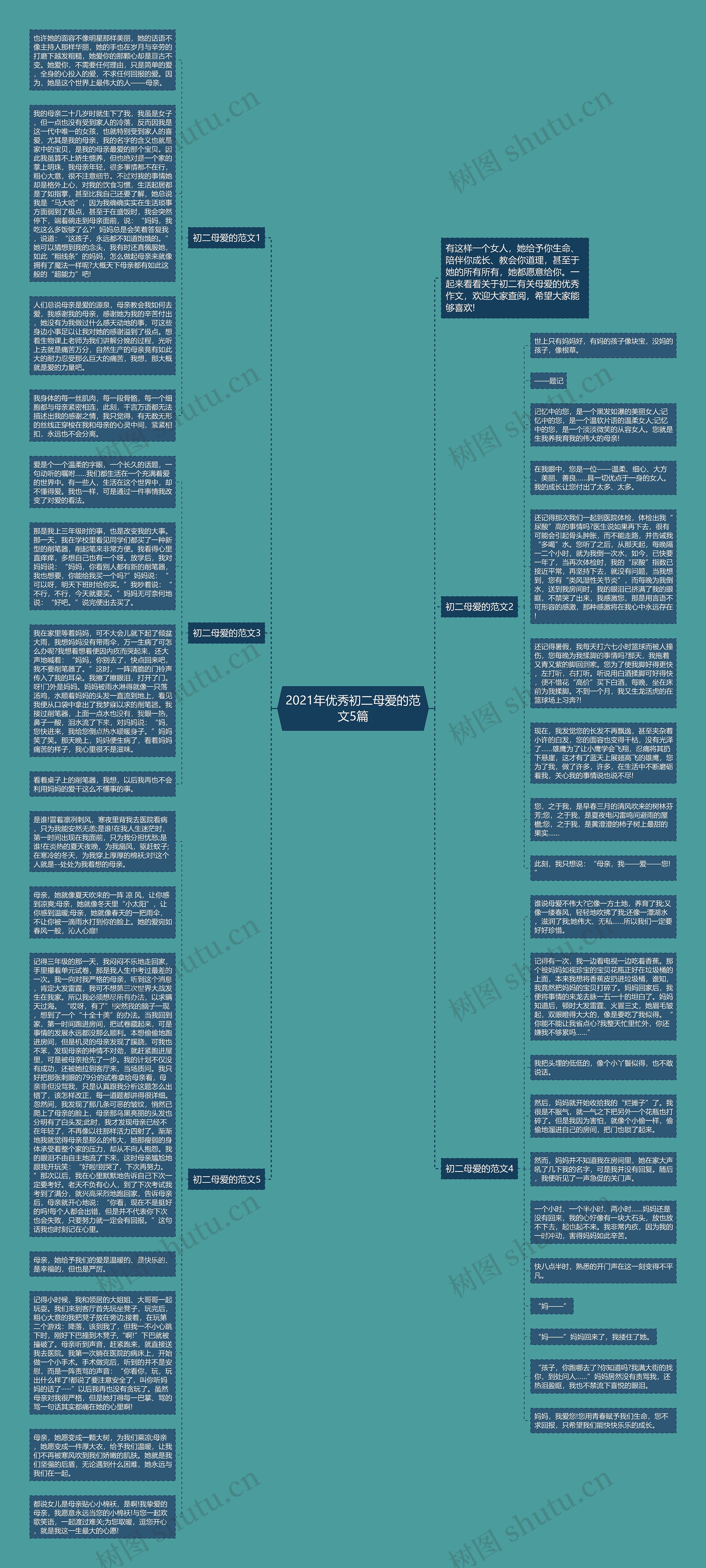 2021年优秀初二母爱的范文5篇思维导图