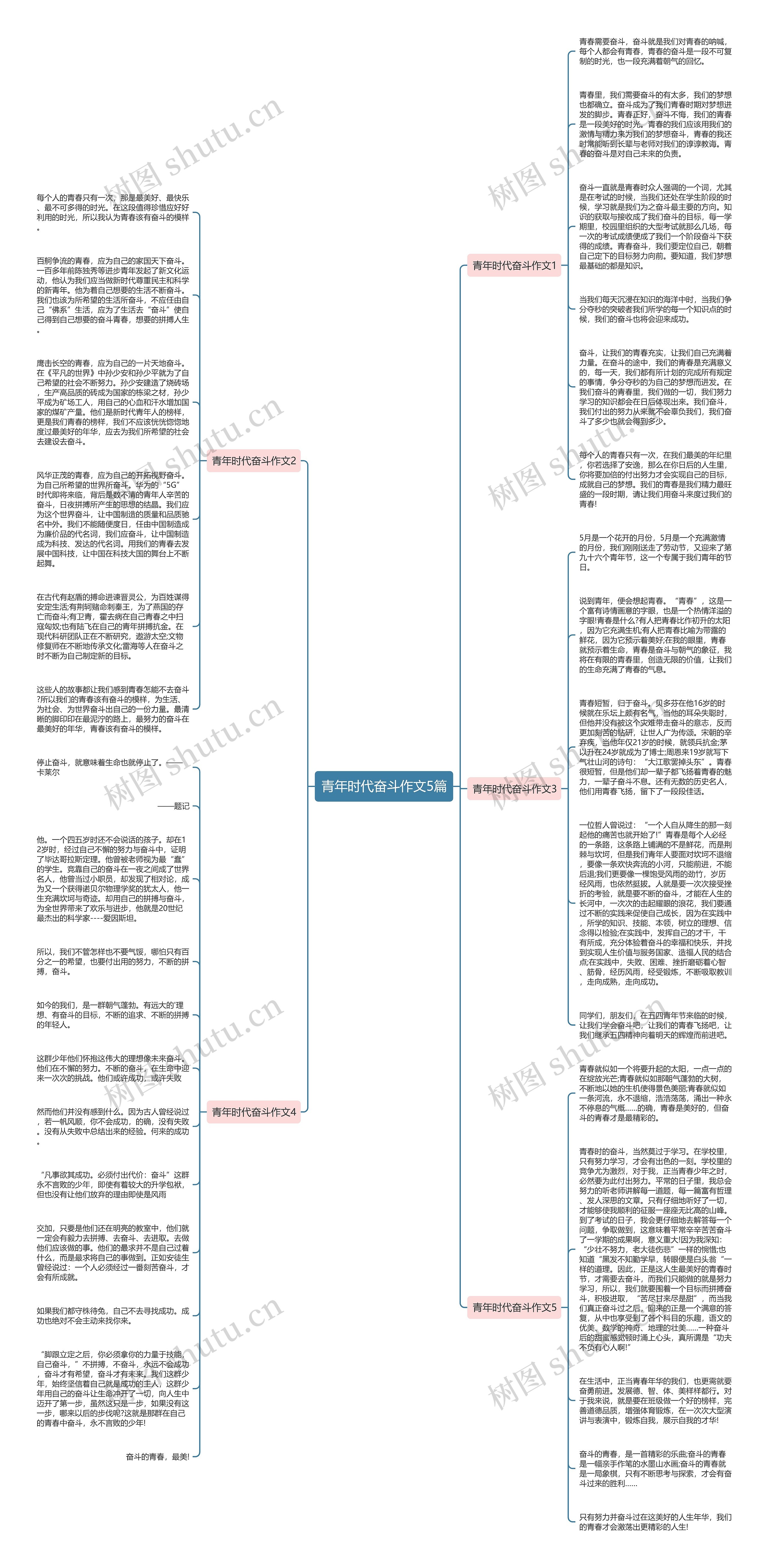 青年时代奋斗作文5篇思维导图