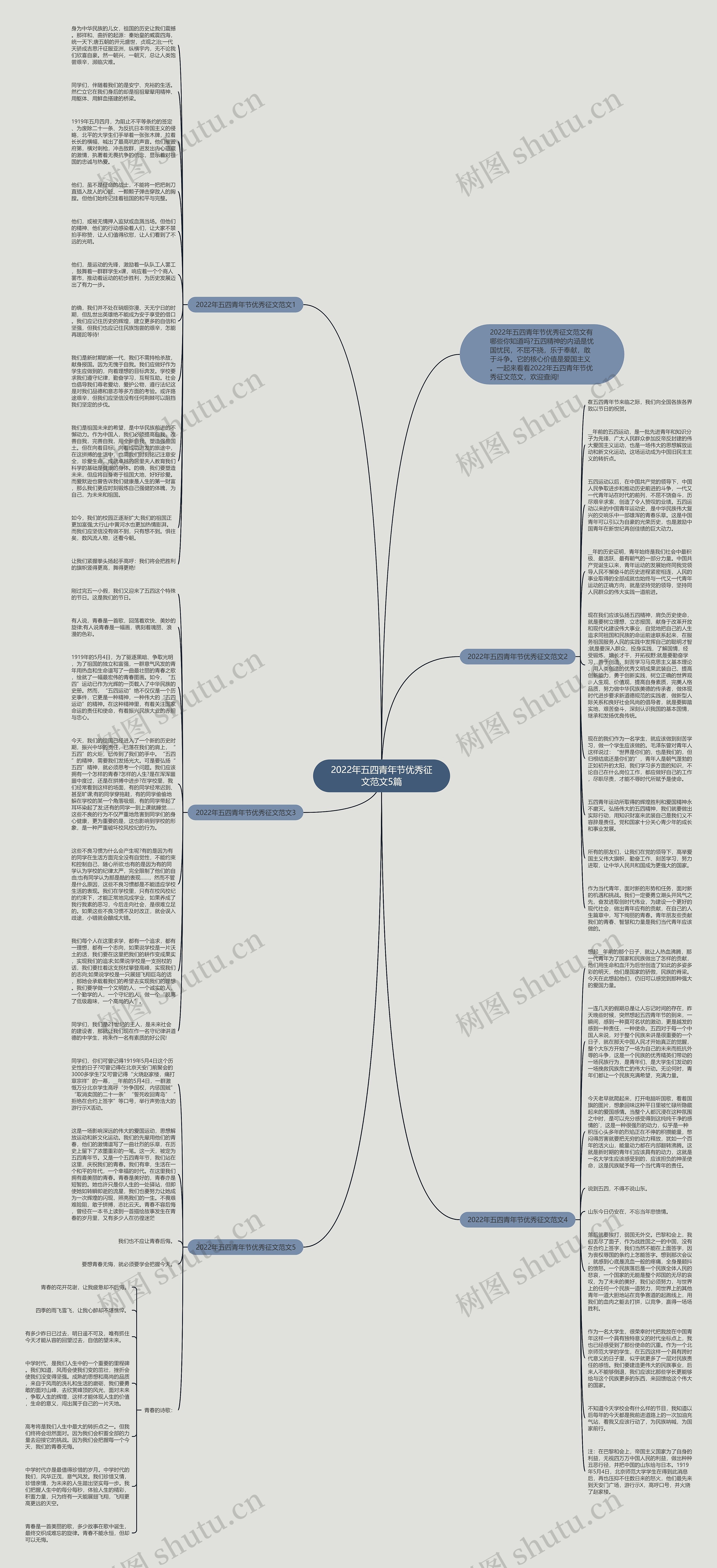 2022年五四青年节优秀征文范文5篇思维导图