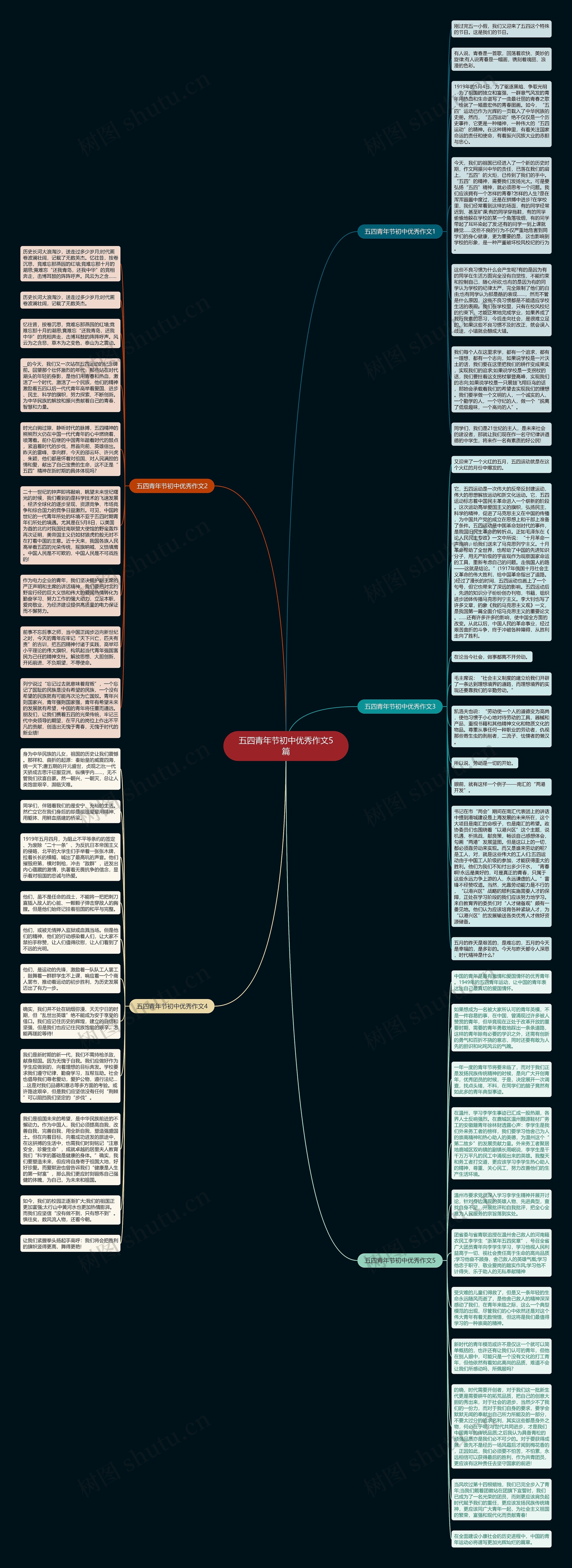 五四青年节初中优秀作文5篇思维导图