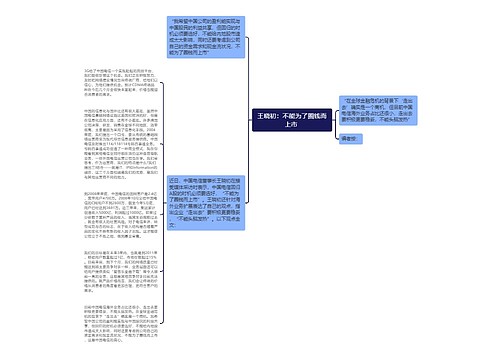 王晓初：不能为了圈钱而上市 