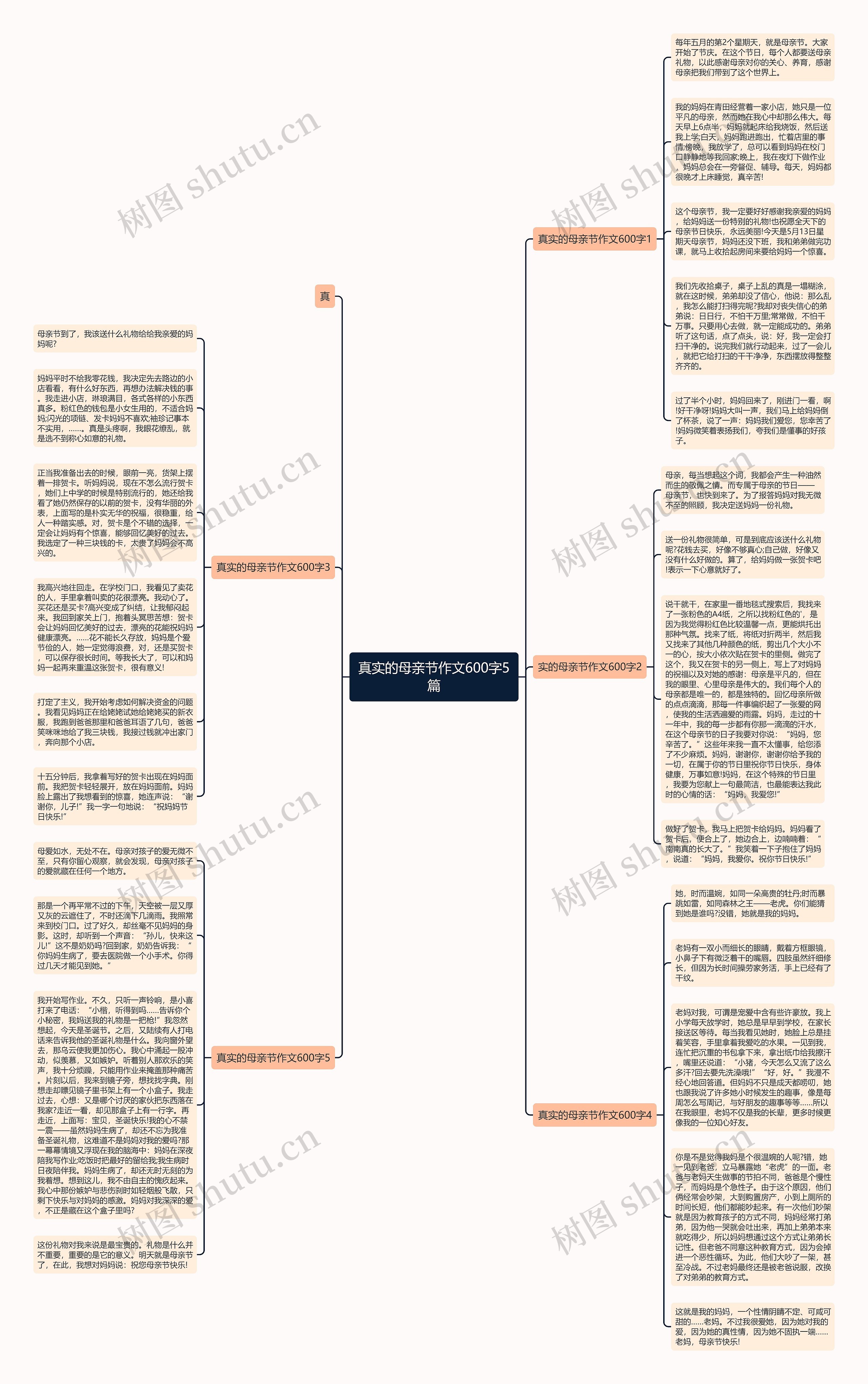 真实的母亲节作文600字5篇思维导图