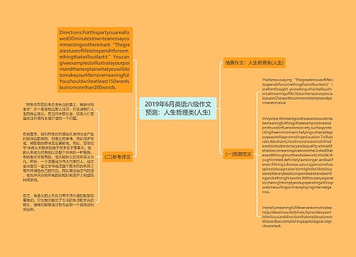 2019年6月英语六级作文预测：人生哲理类(人生)