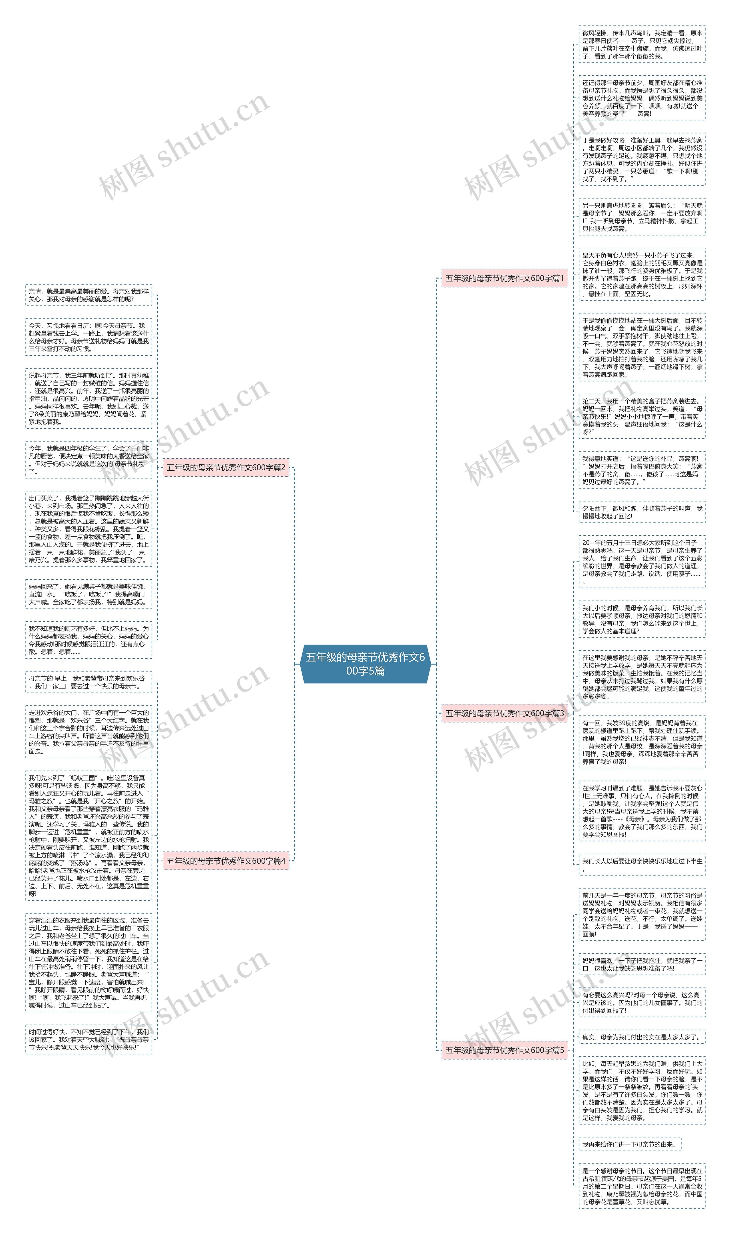 五年级的母亲节优秀作文600字5篇思维导图