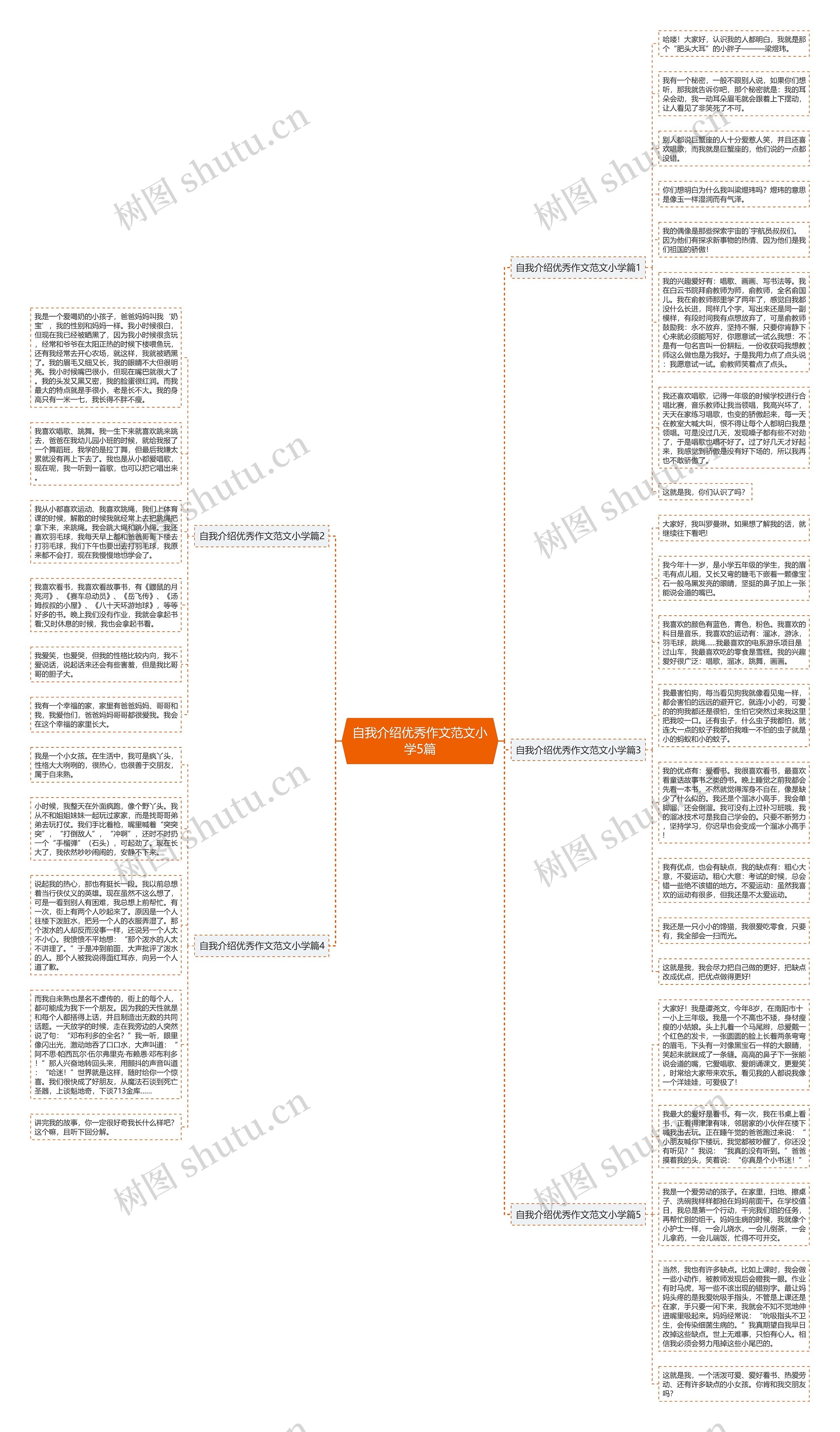 自我介绍优秀作文范文小学5篇思维导图