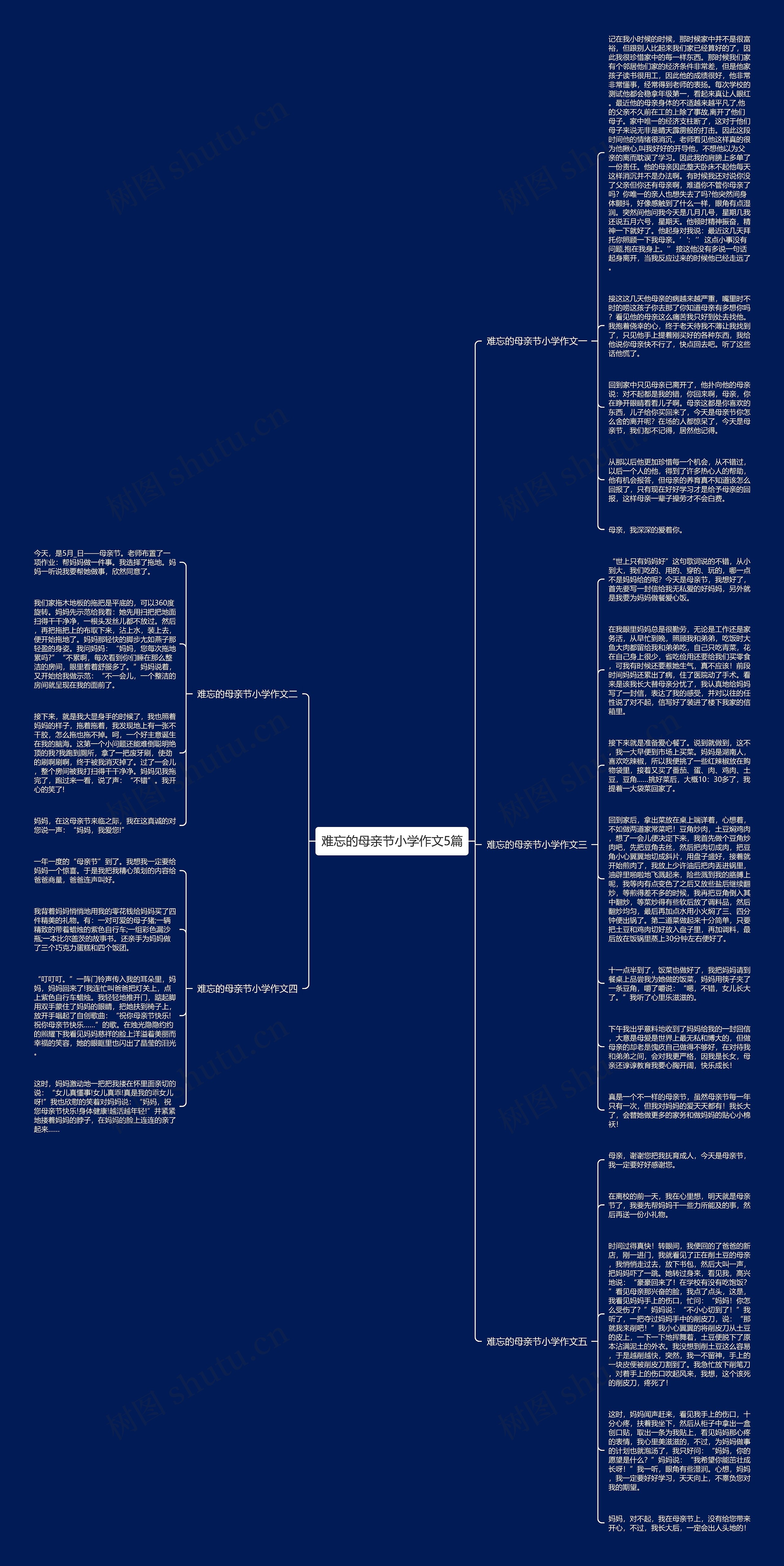 难忘的母亲节小学作文5篇思维导图