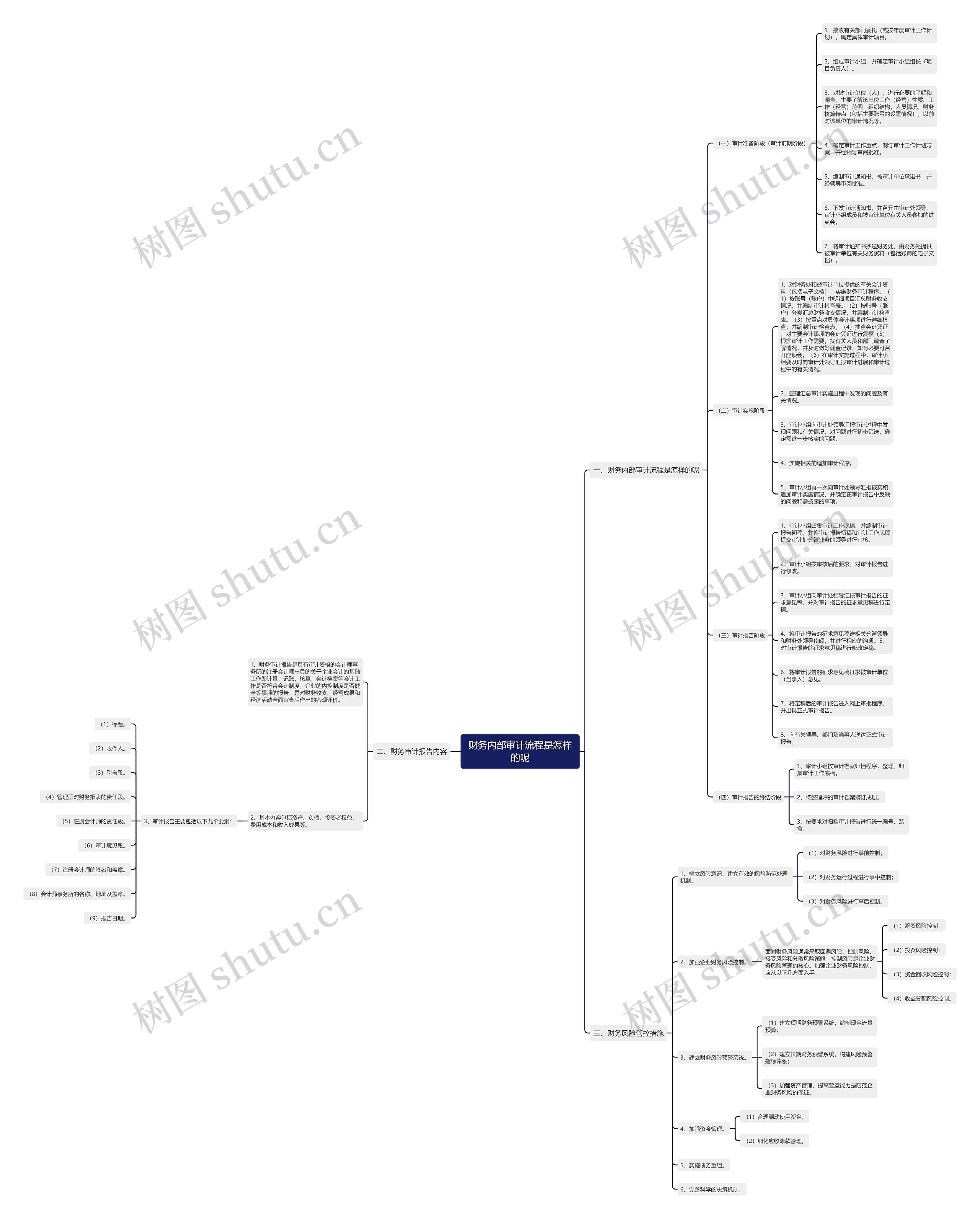 财务内部审计流程是怎样的呢思维导图